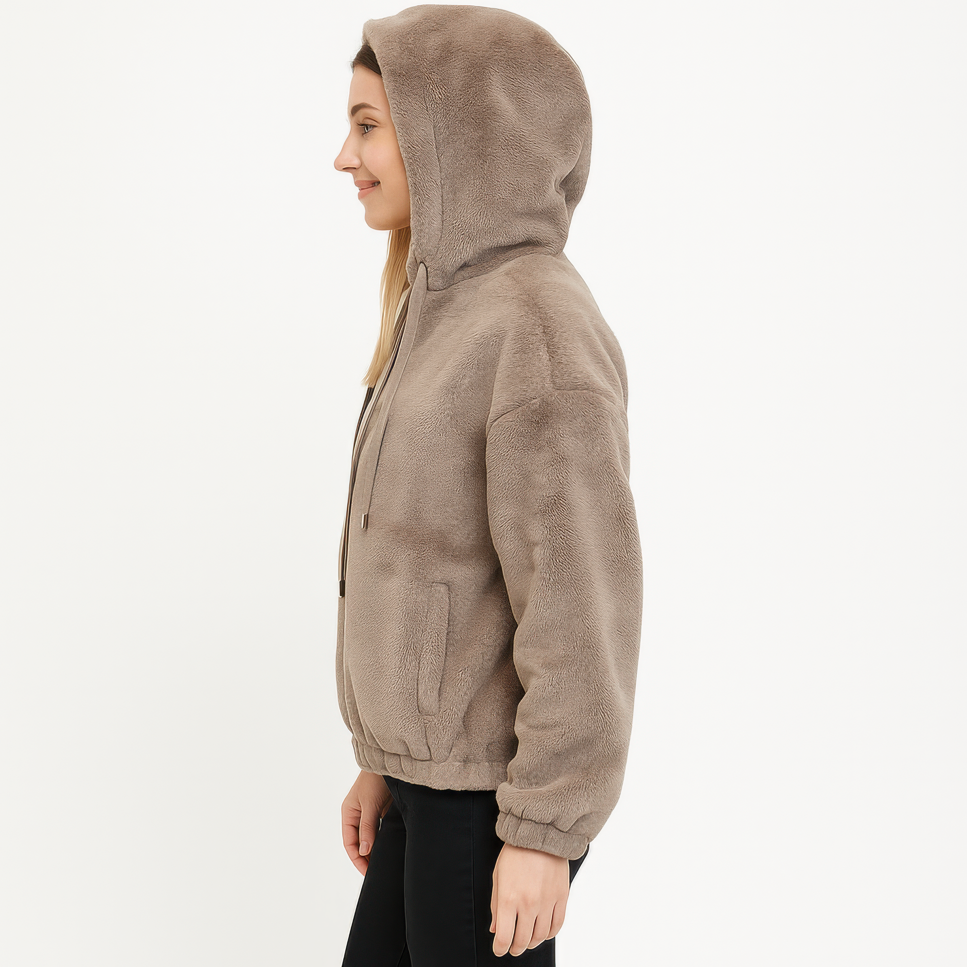 Plush Zip-Up Hooded Jacket  Shop One Place