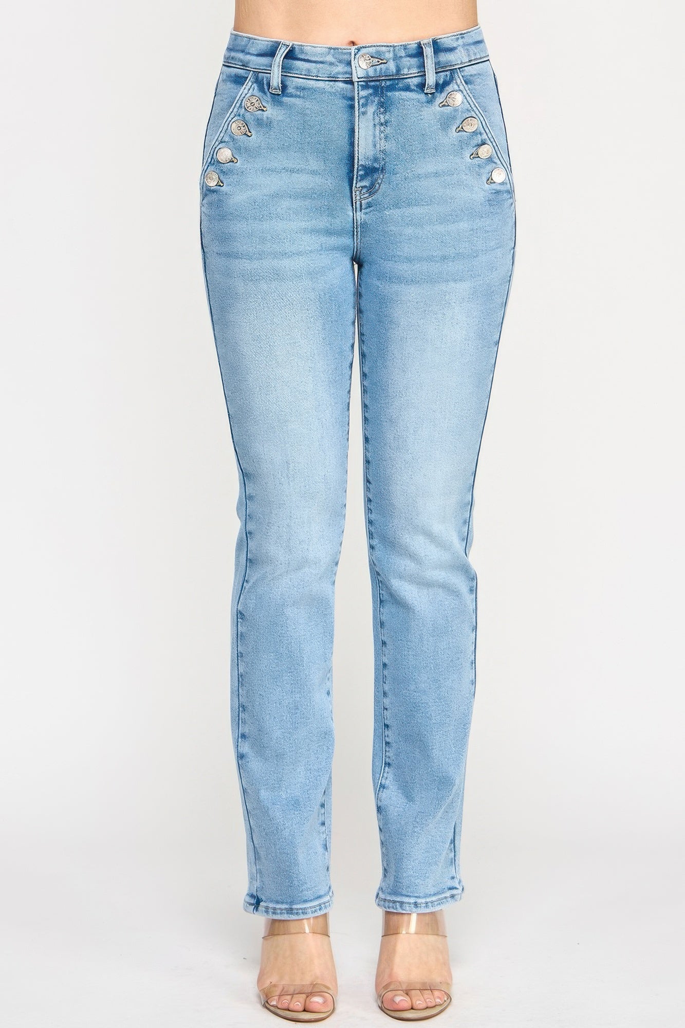 High Rise Straight With Button Pocket  Shop One Place
