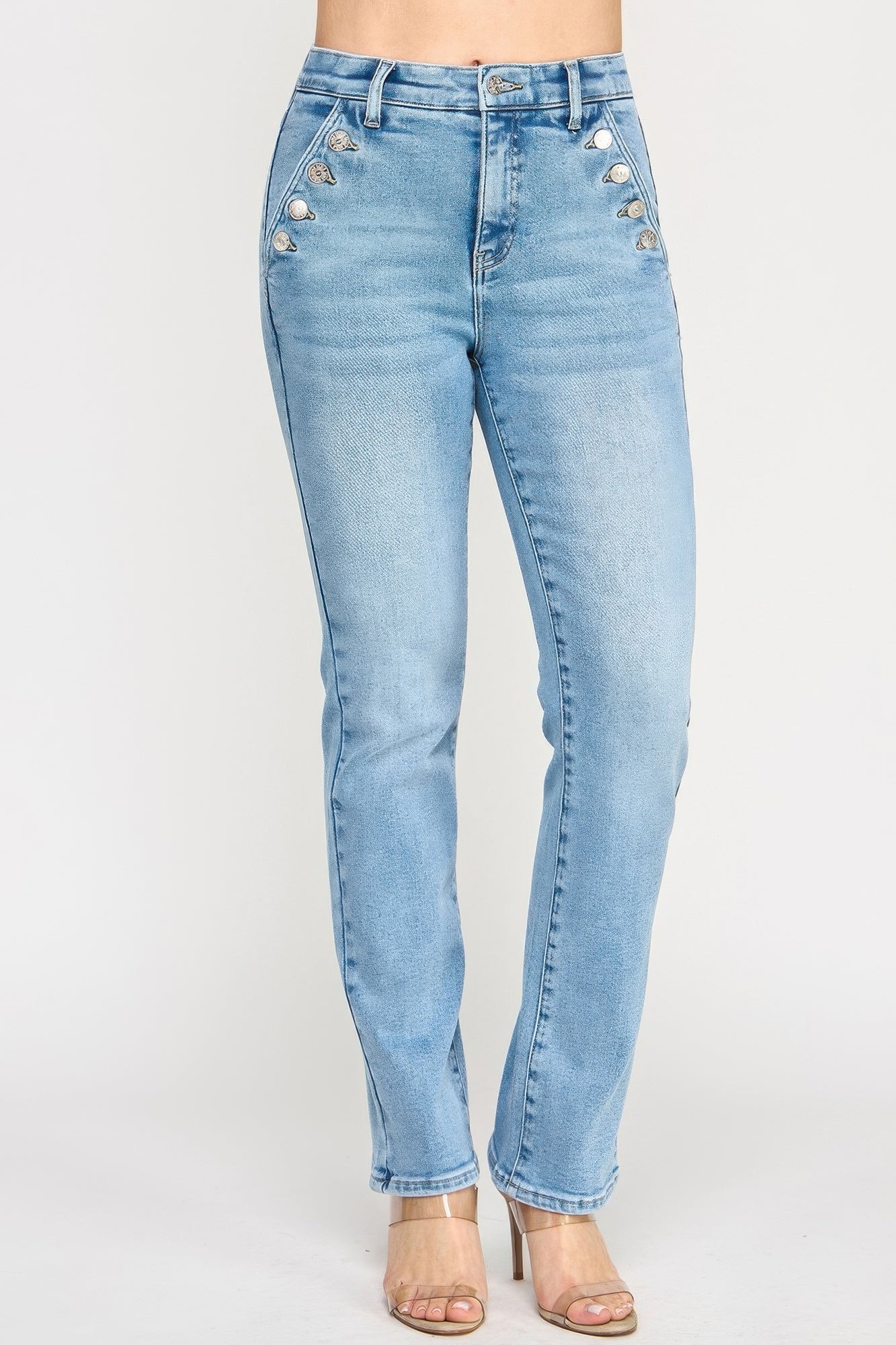 High Rise Straight With Button Pocket  Shop One Place