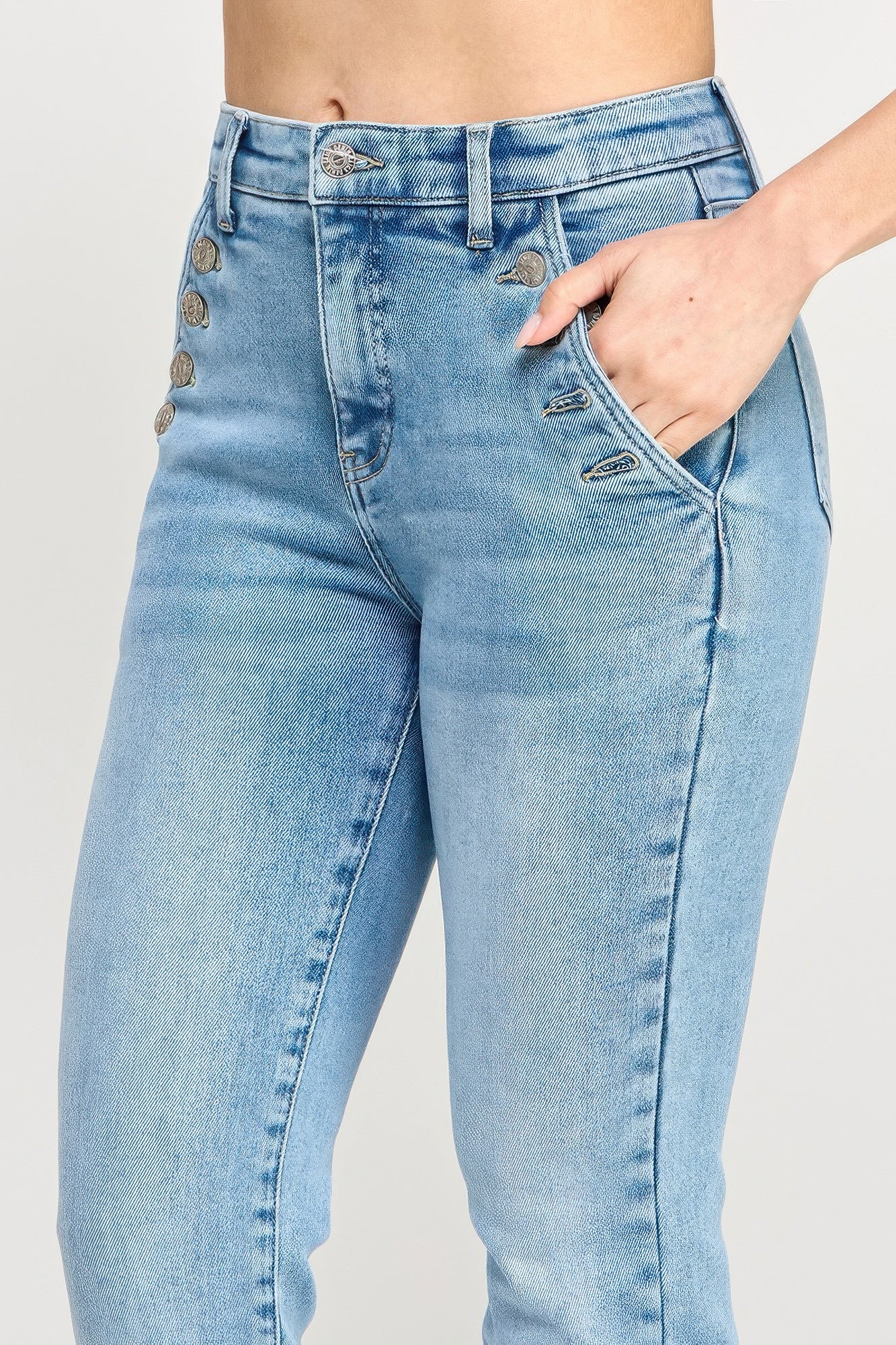 High Rise Straight With Button Pocket  Shop One Place