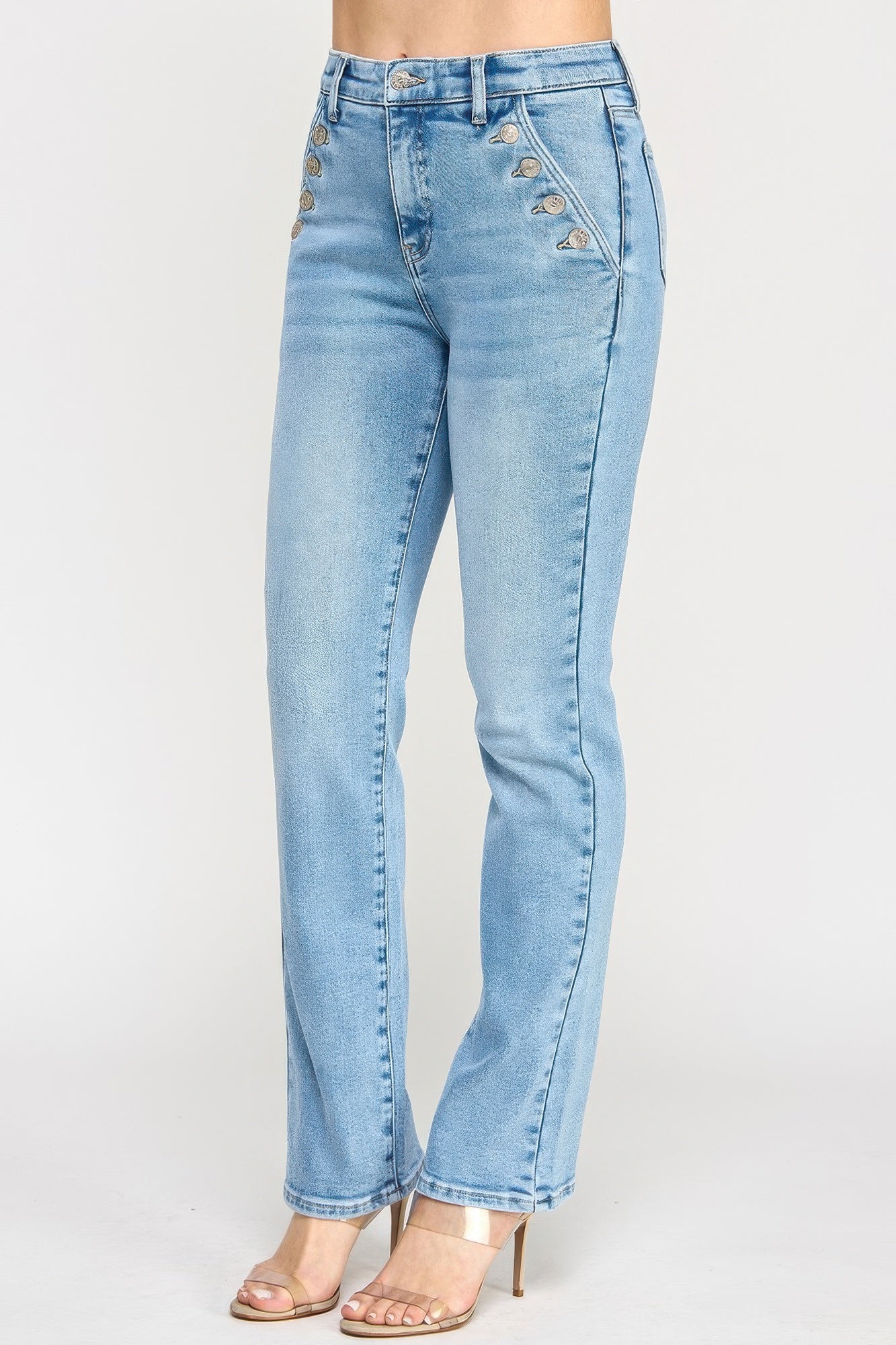 High Rise Straight With Button Pocket  Shop One Place