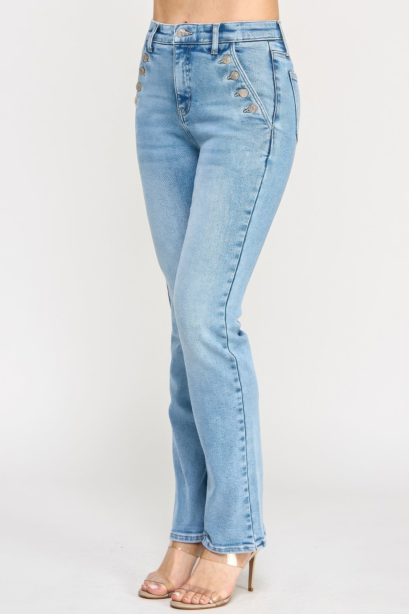 High Rise Straight With Button Pocket  Shop One Place