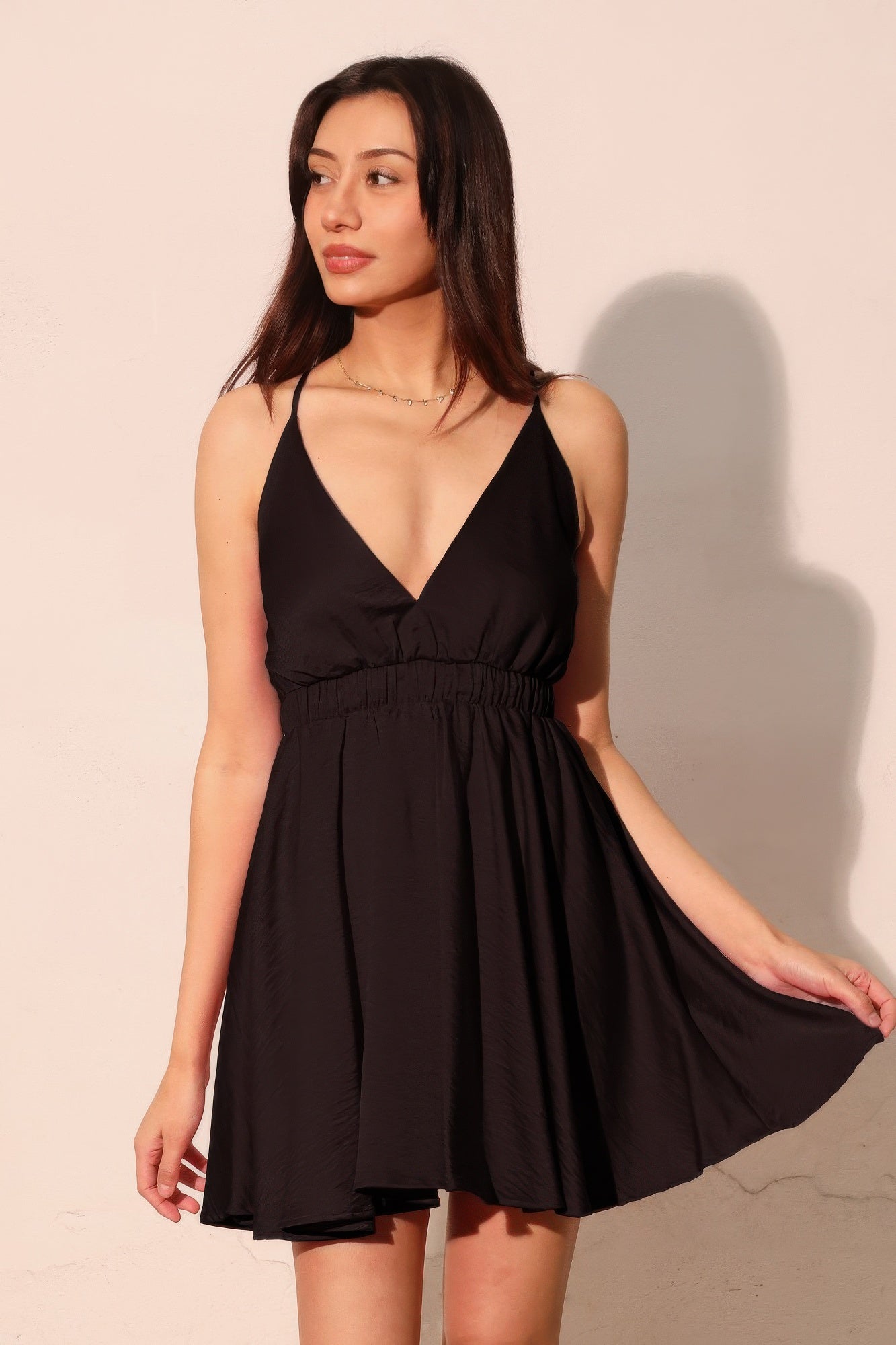 Washed Satin Crepe Cami Skater Dress  Shop One Place