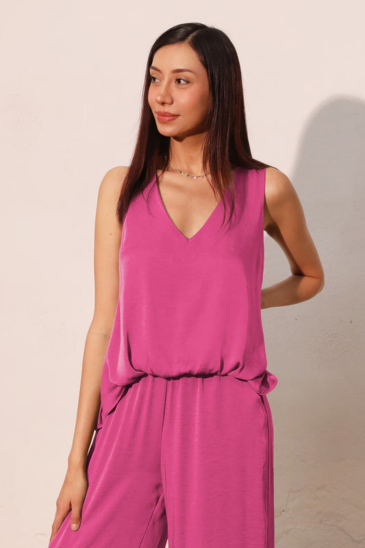 Washed Poly Silk Front Tucked Top  Shop One Place