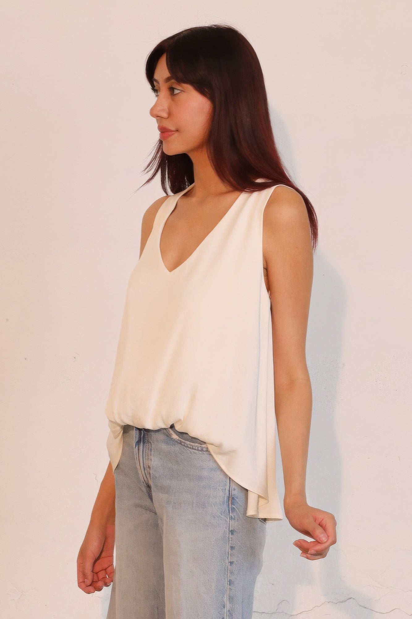 Washed Poly Silk Front Tucked Top  Shop One Place