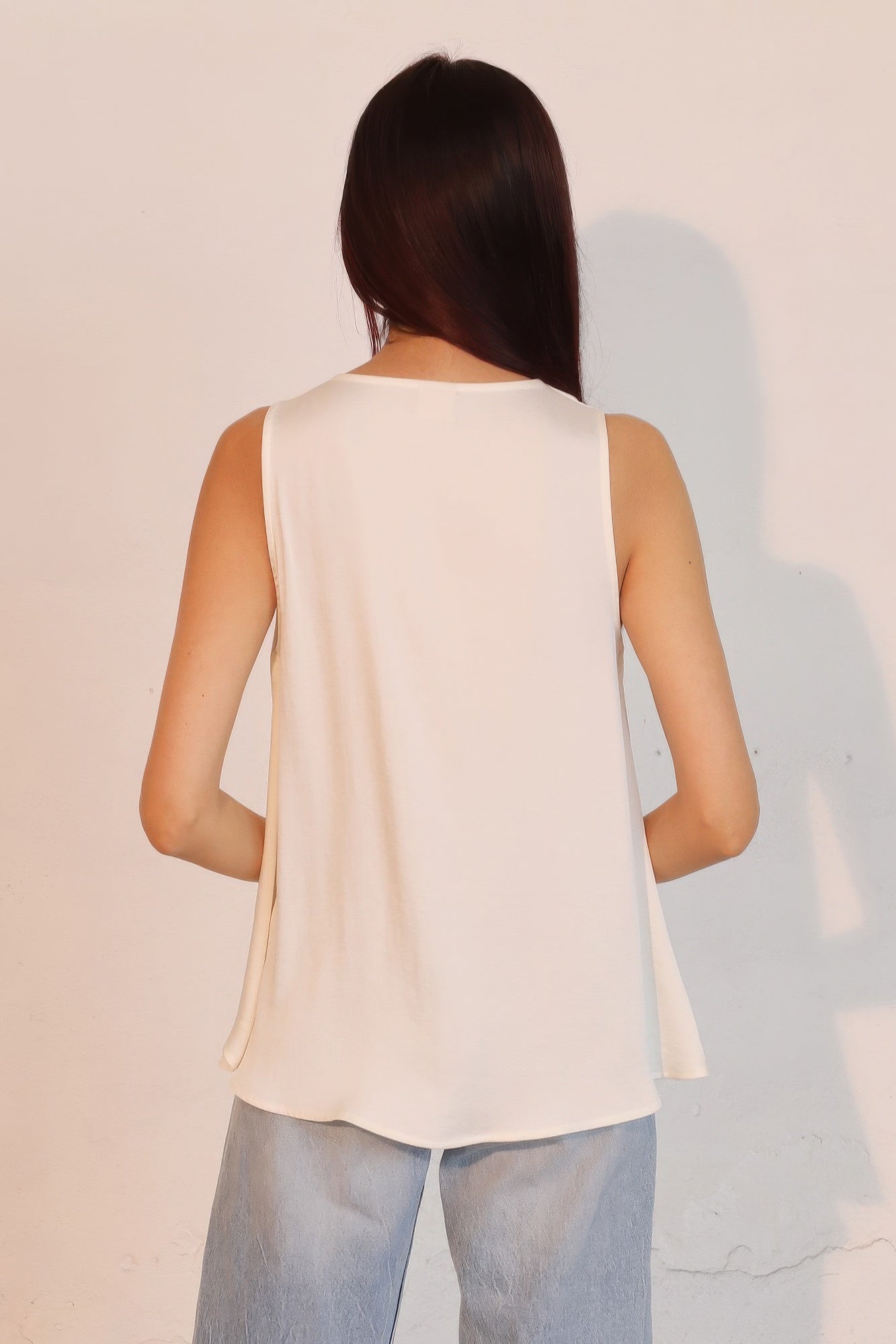 Washed Poly Silk Front Tucked Top  Shop One Place