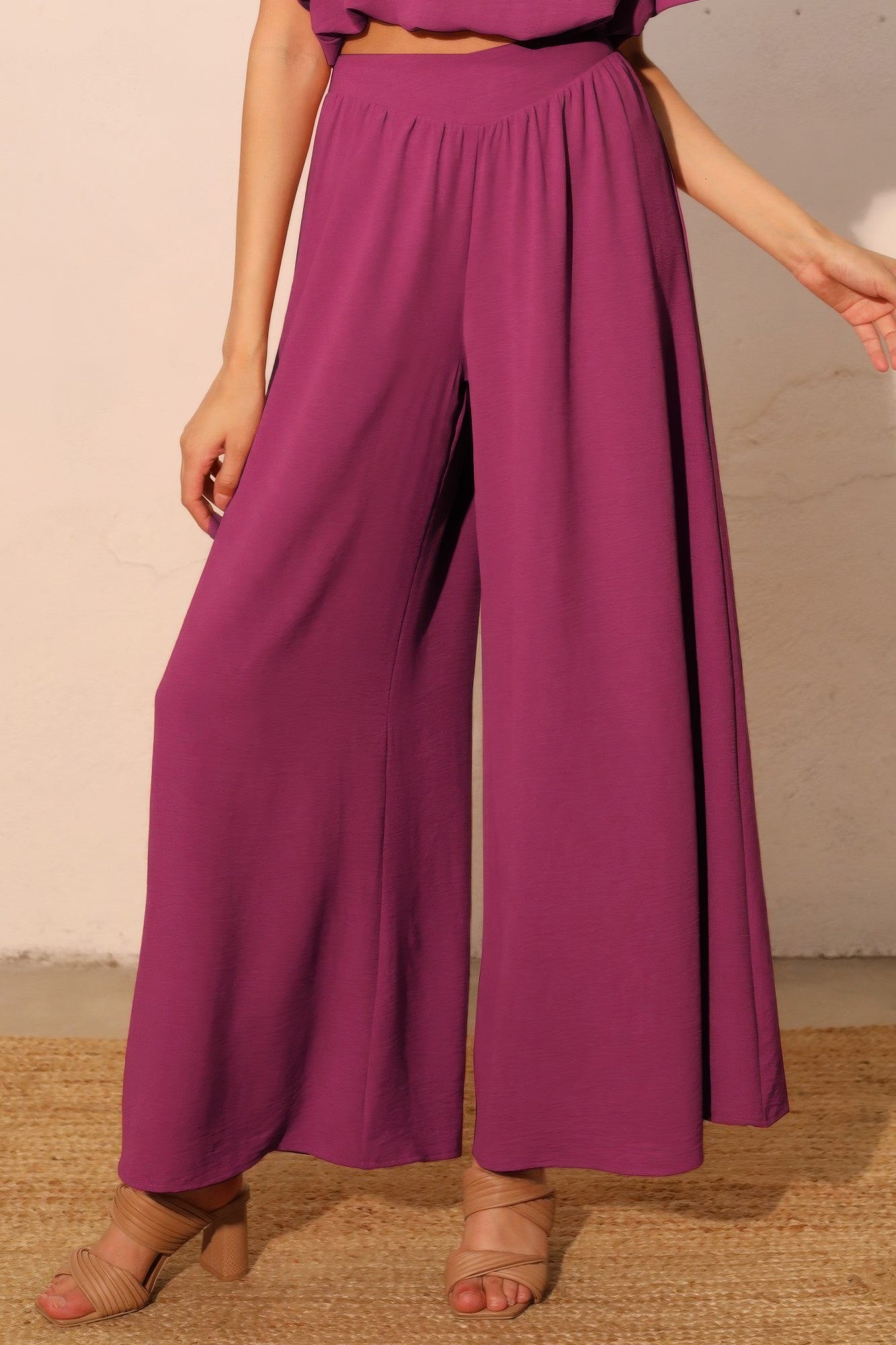 Matte Crepe Wide Leg Swing Pants  Shop One Place