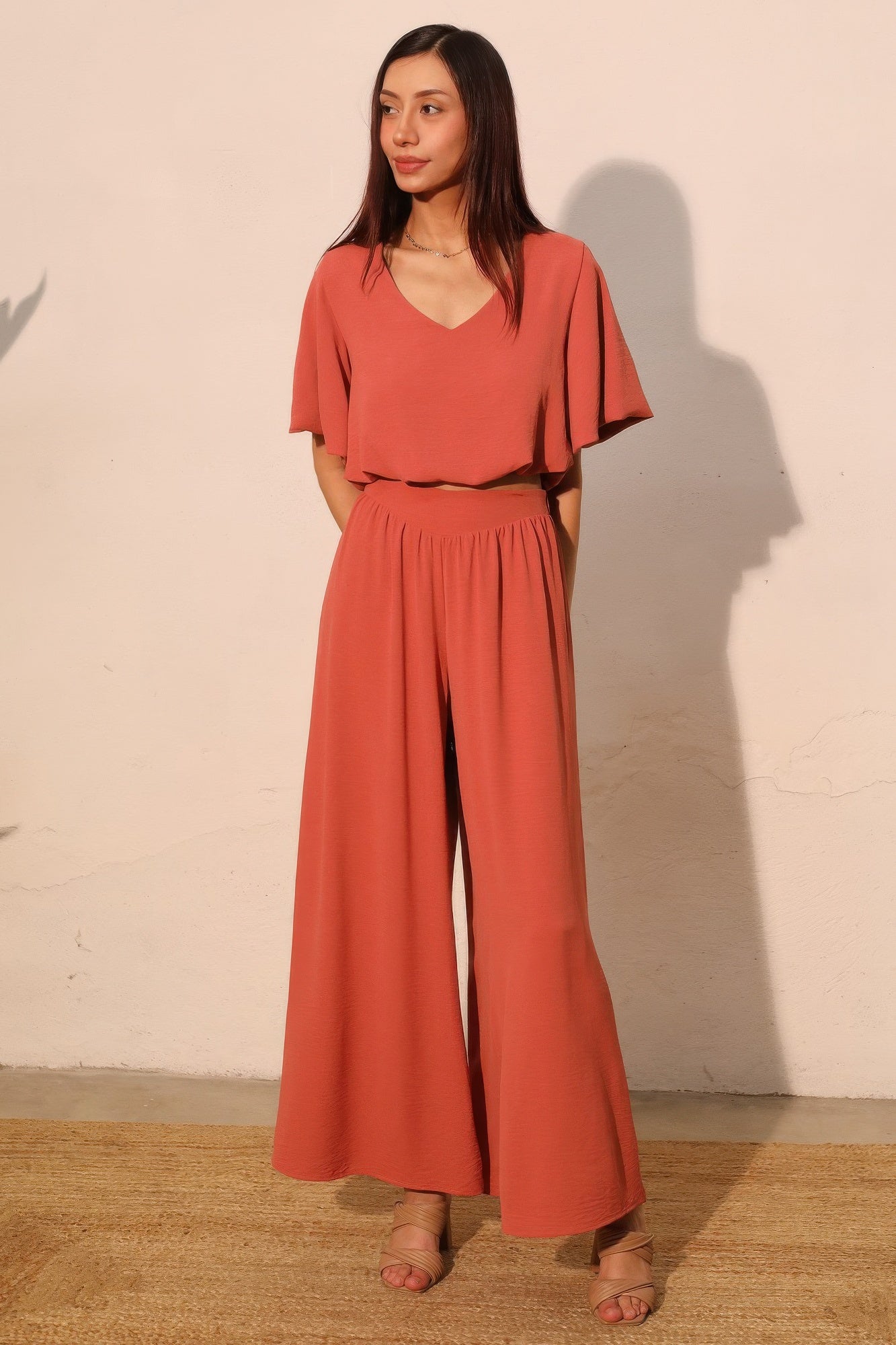 Matte Crepe Wide Leg Swing Pants  Shop One Place