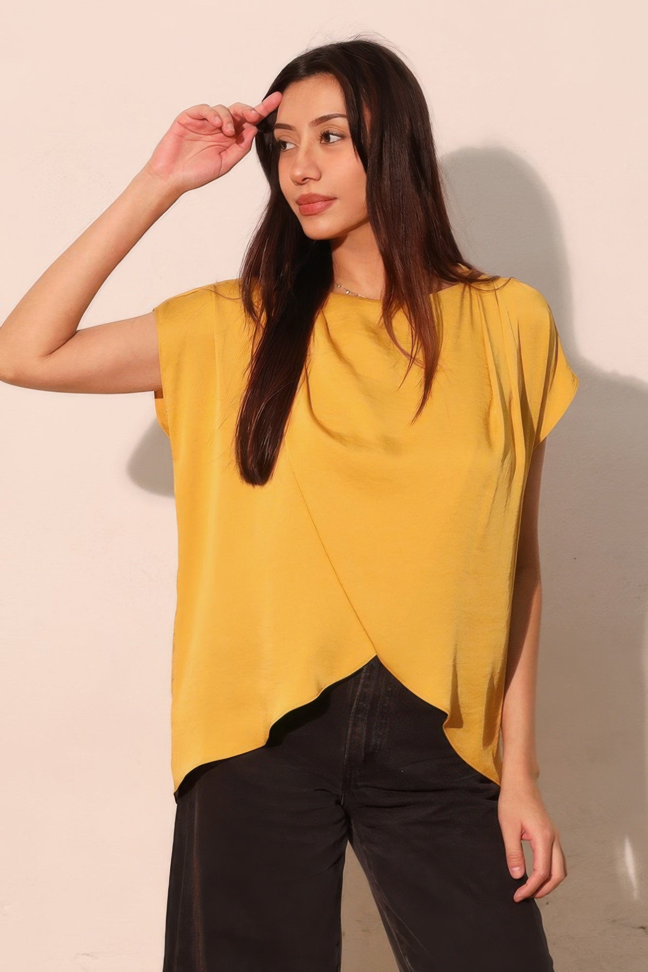 Washed Poly Silk Tulip Tunic Top  Shop One Place