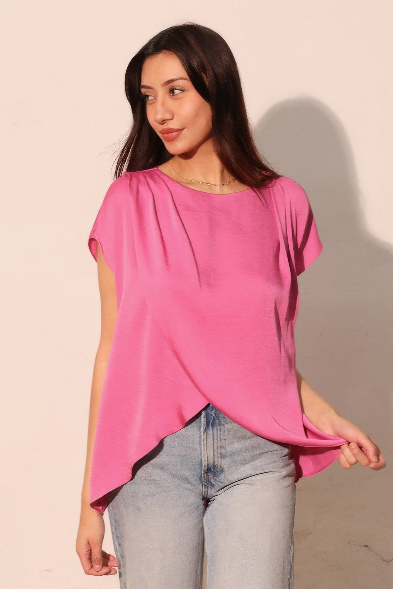 Washed Poly Silk Tulip Tunic Top  Shop One Place