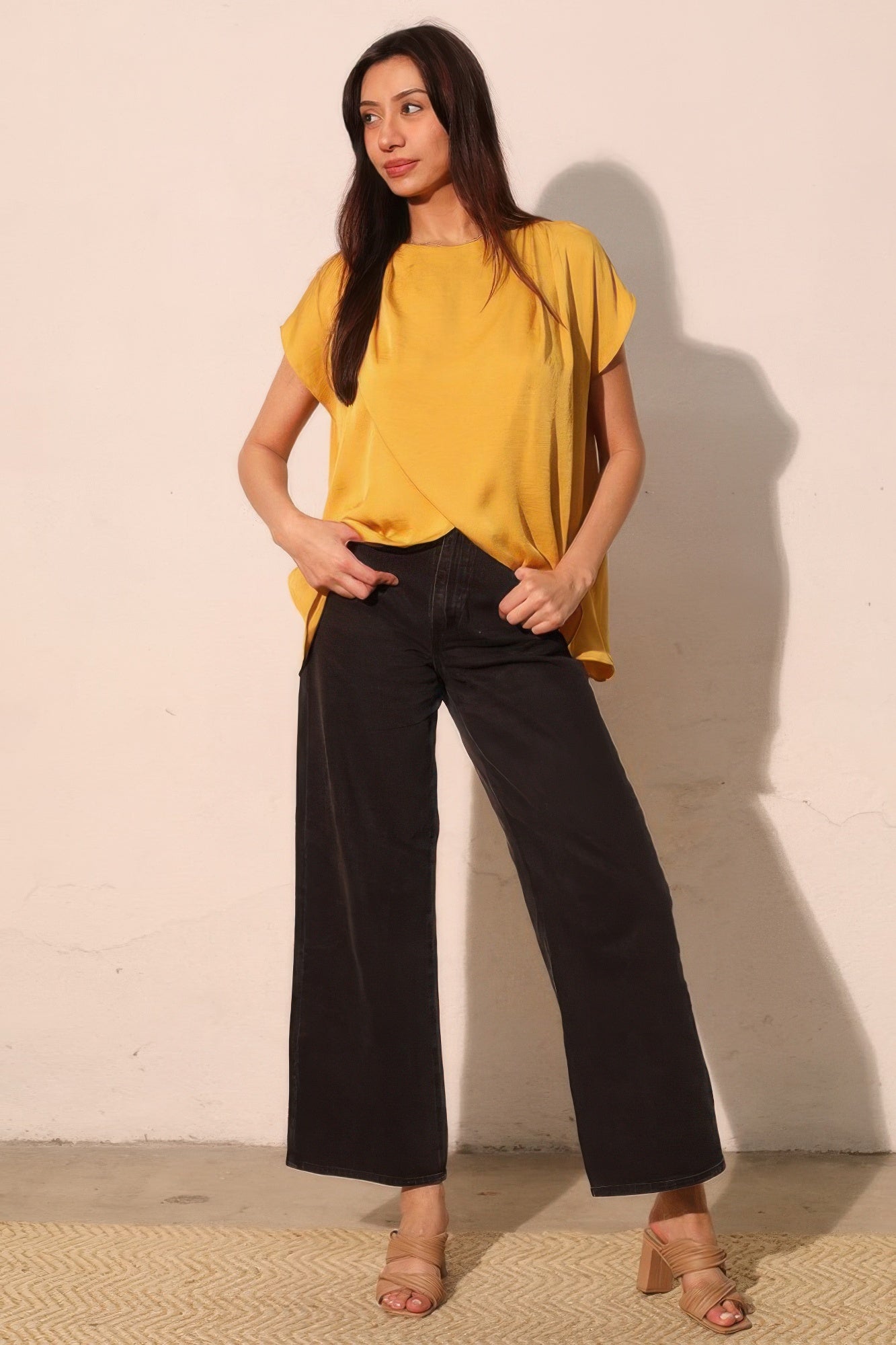 Washed Poly Silk Tulip Tunic Top  Shop One Place