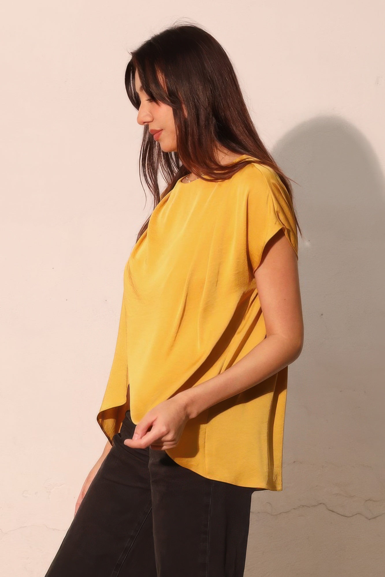 Washed Poly Silk Tulip Tunic Top  Shop One Place