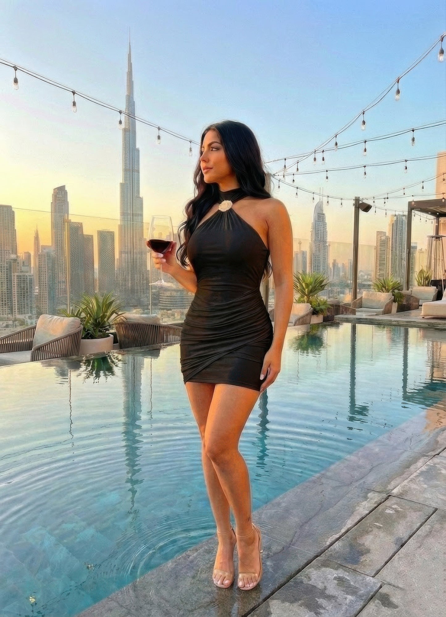 Sleeveless Mini Dress With A Halter Neck  Shop One Place