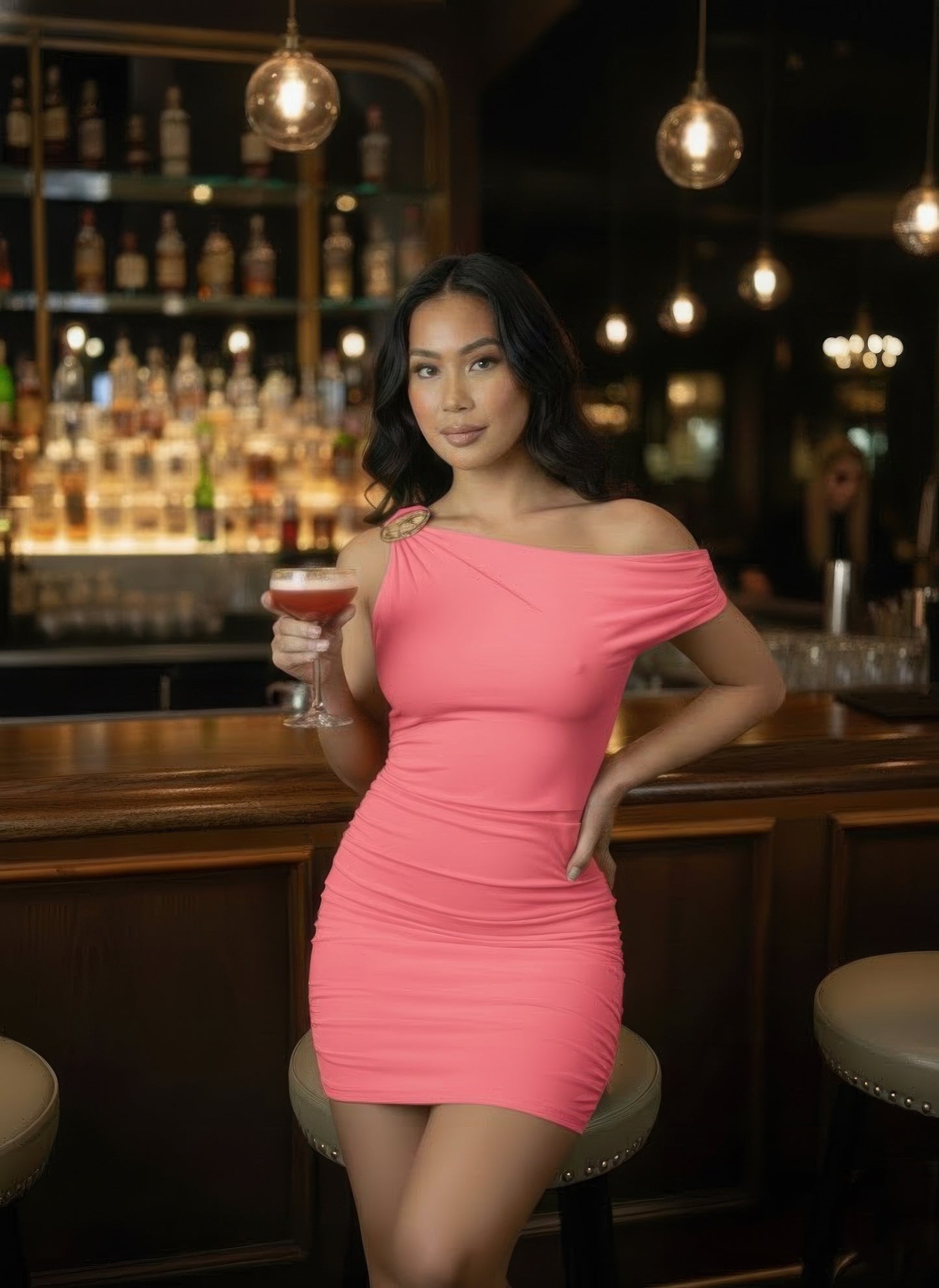 The Right Shoulder Is Gathered  Mini Dress  Shop One Place