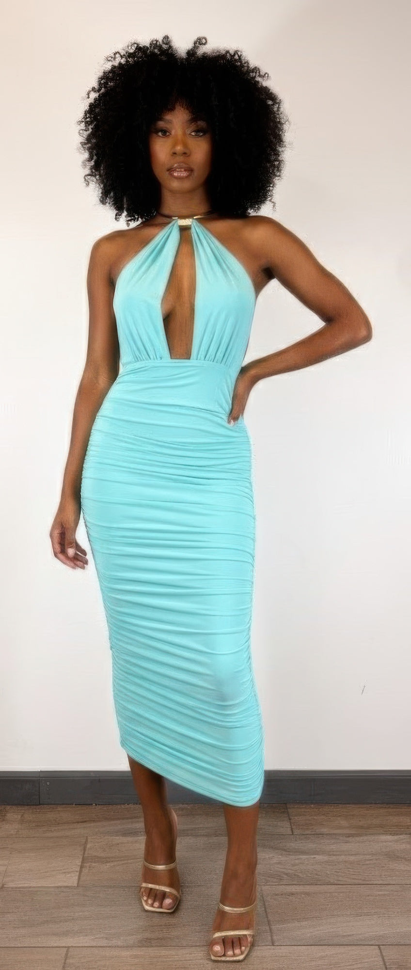 Strapless Necklace Detail Open Back Midi Dress  Shop One Place