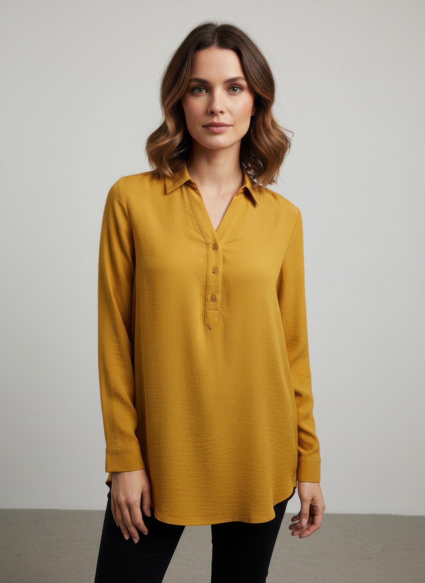 Ninety Solid Long Sleeve Blouse  Shop One Place
