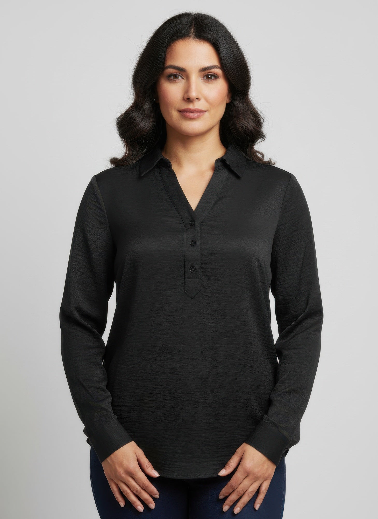 Ninety Solid Long Sleeve Blouse  Shop One Place