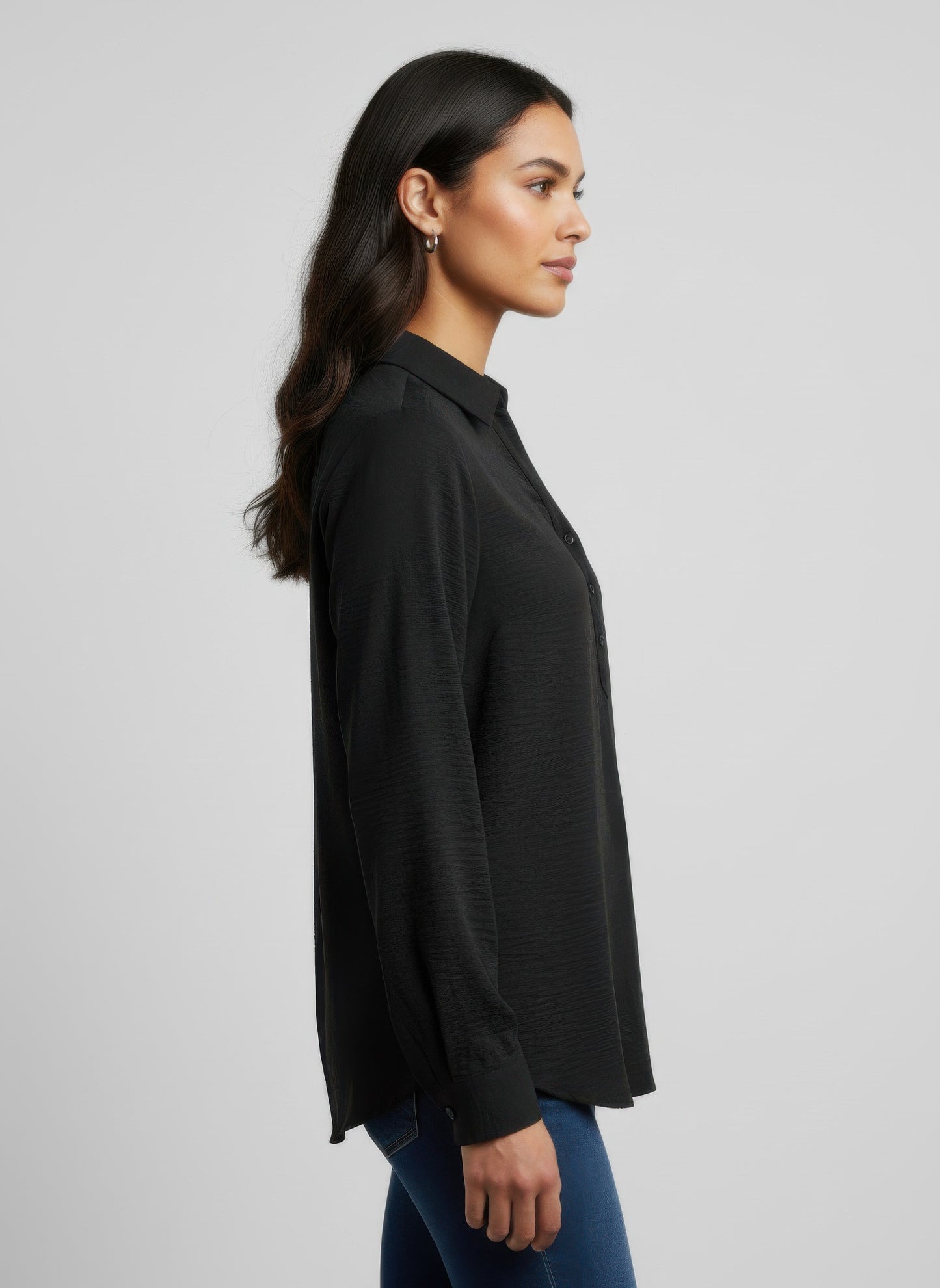 Ninety Solid Long Sleeve Blouse  Shop One Place
