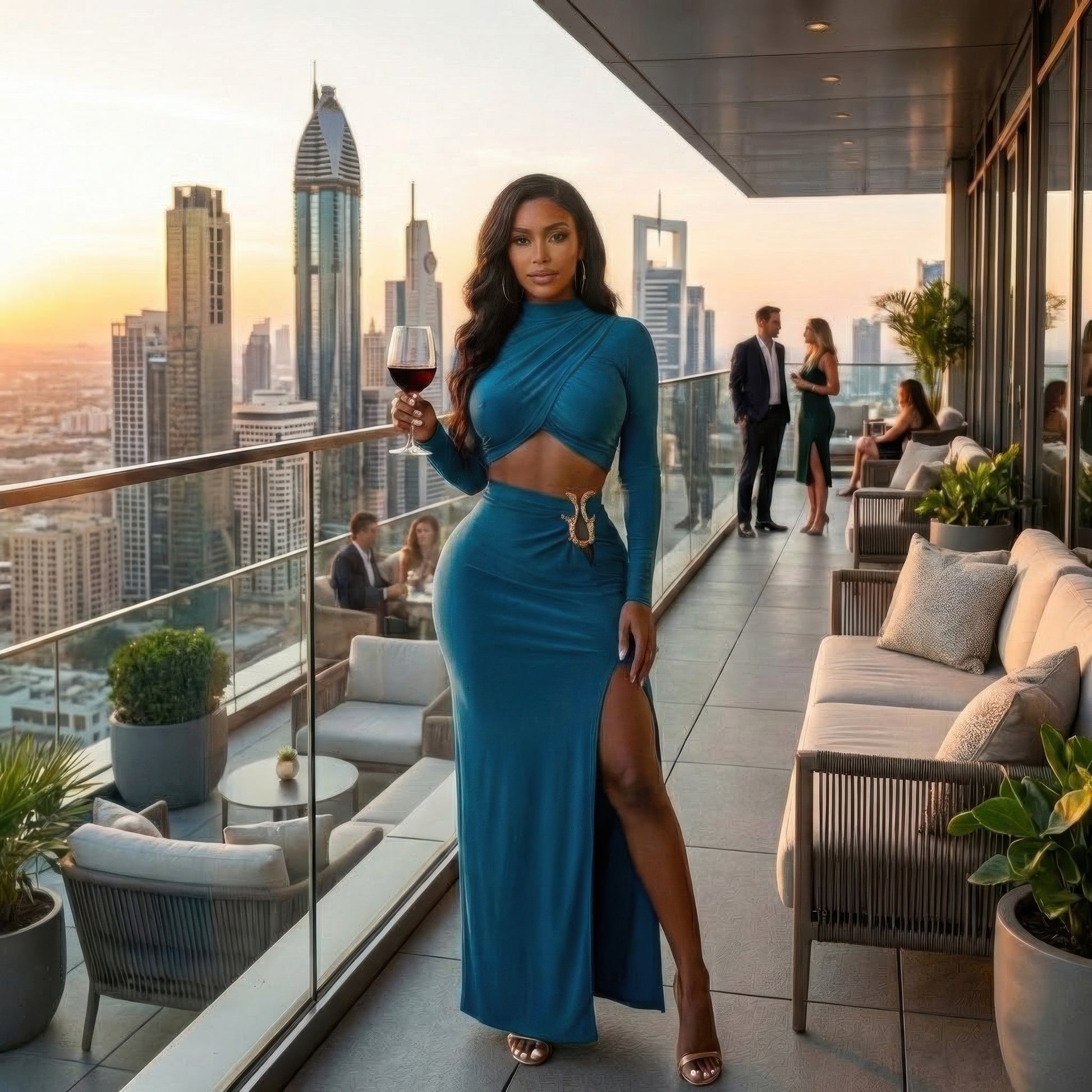 High Slit Side Maxi Skirt Set  Shop One Place