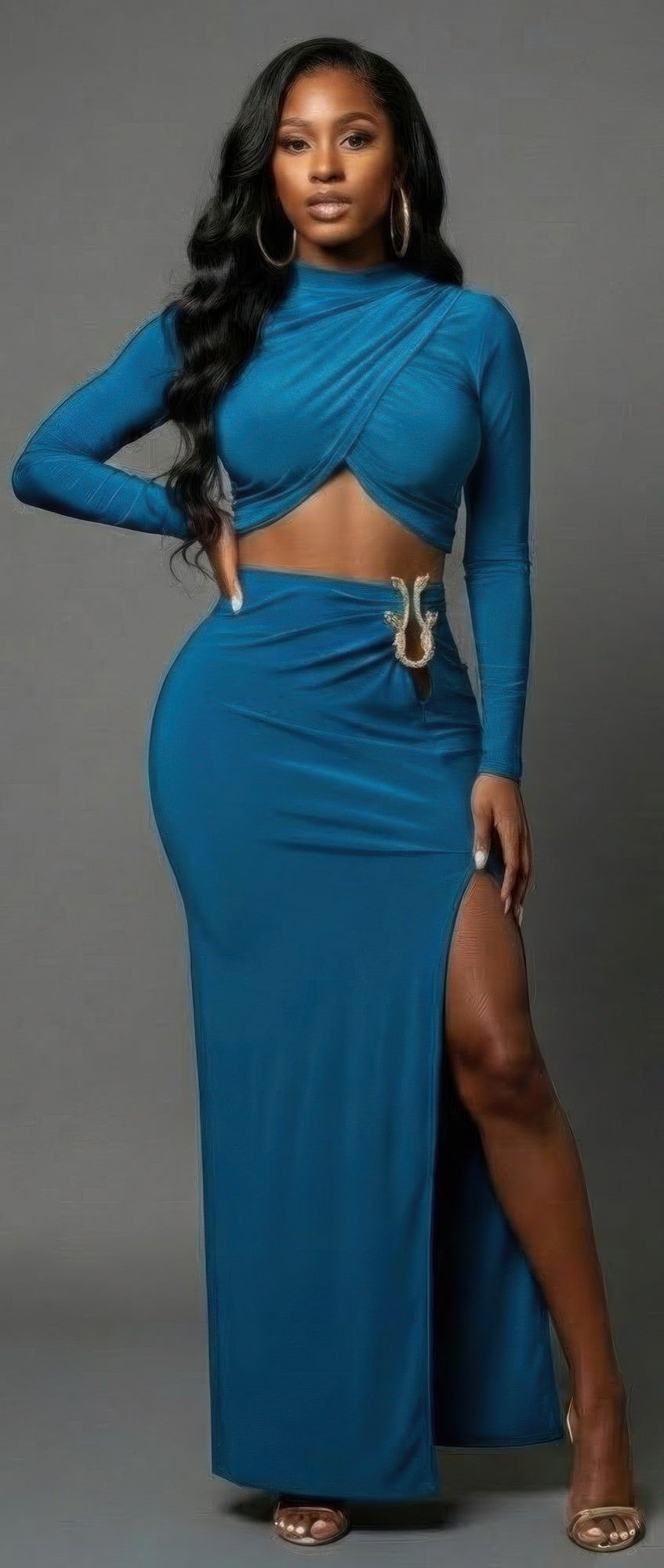 High Slit Side Maxi Skirt Set  Shop One Place