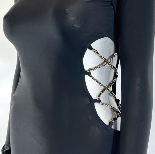 Long Sleeve, High Neck Design Chanel Chain Detail  Shop One Place