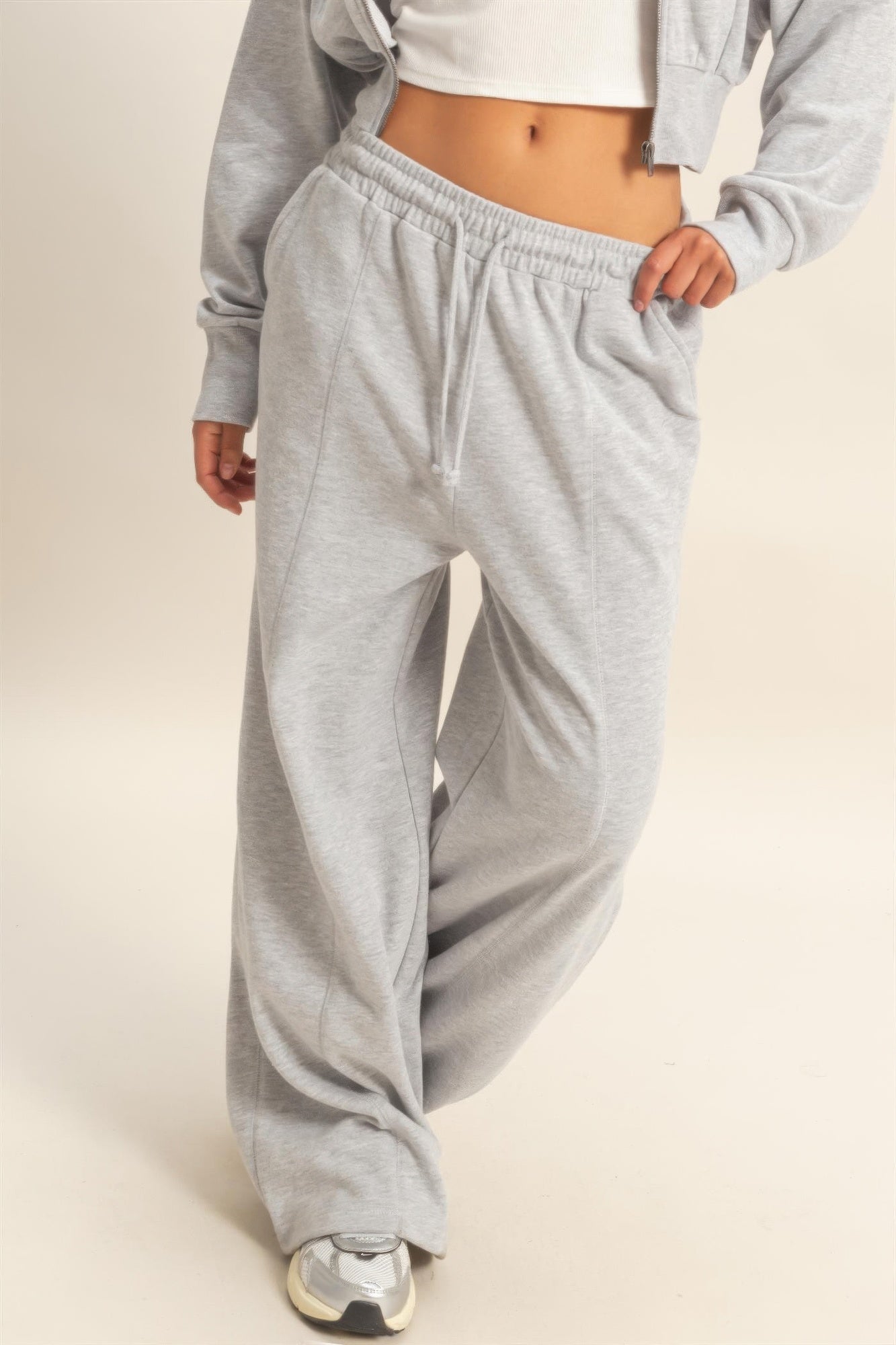 Acid Wash French Terry Wide-leg Pants  Shop One Place