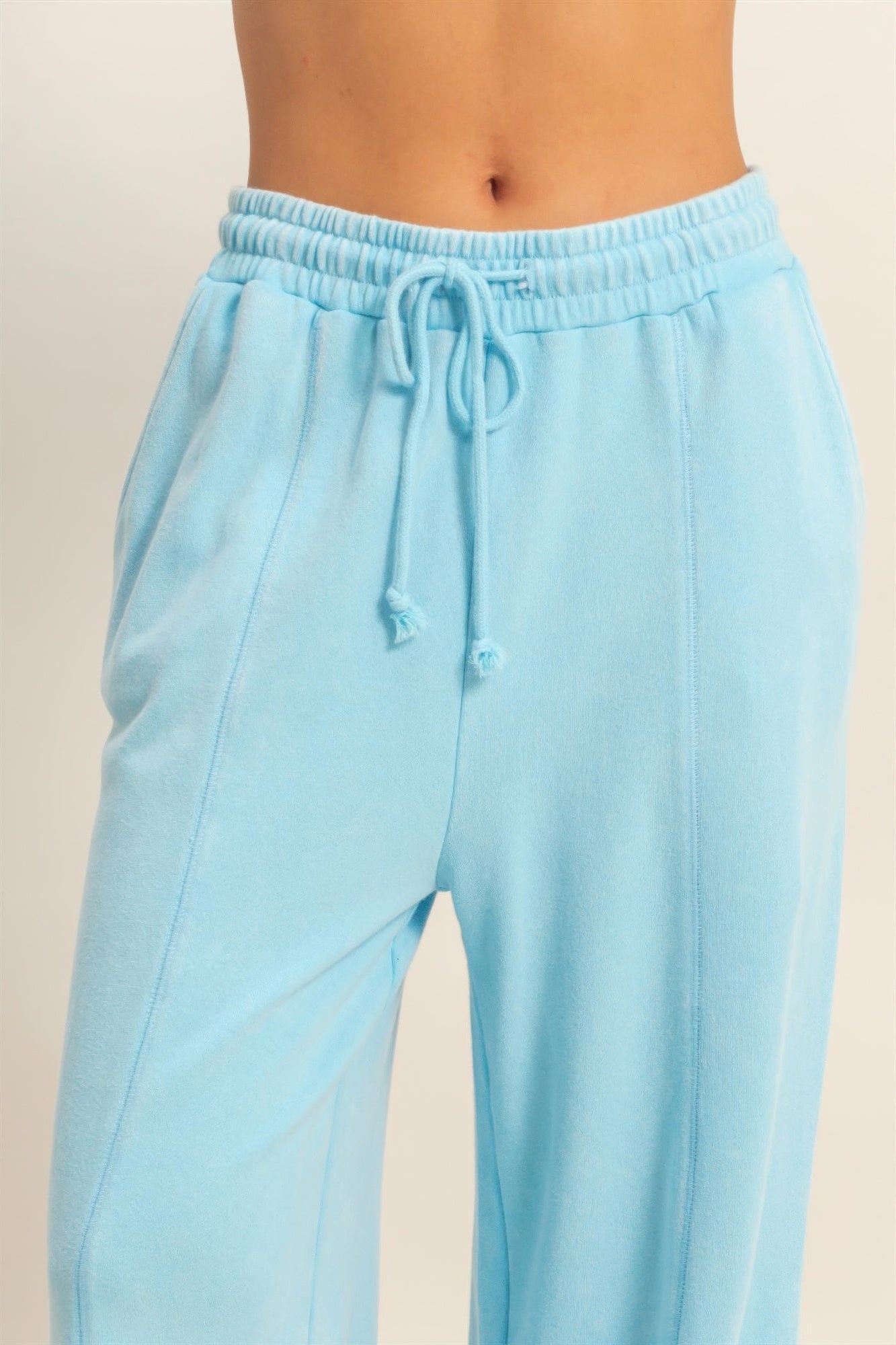 Acid Wash French Terry Wide-leg Pants  Shop One Place