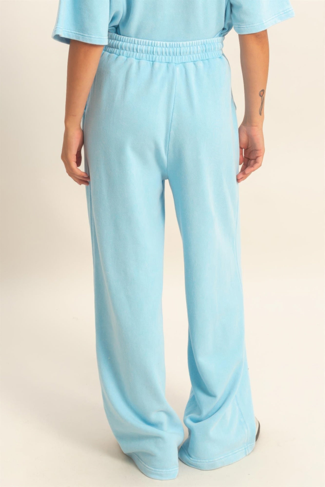 Acid Wash French Terry Wide-leg Pants  Shop One Place