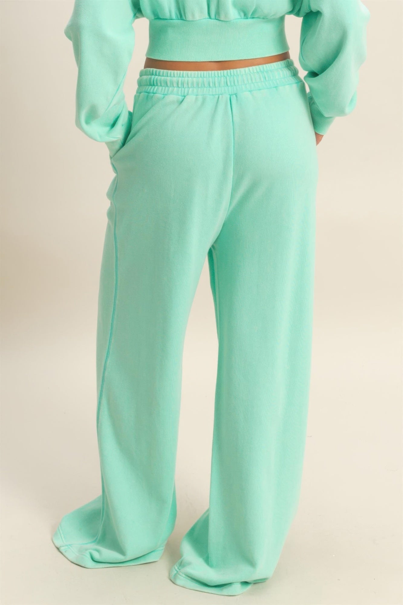Acid Wash French Terry Wide-leg Pants  Shop One Place