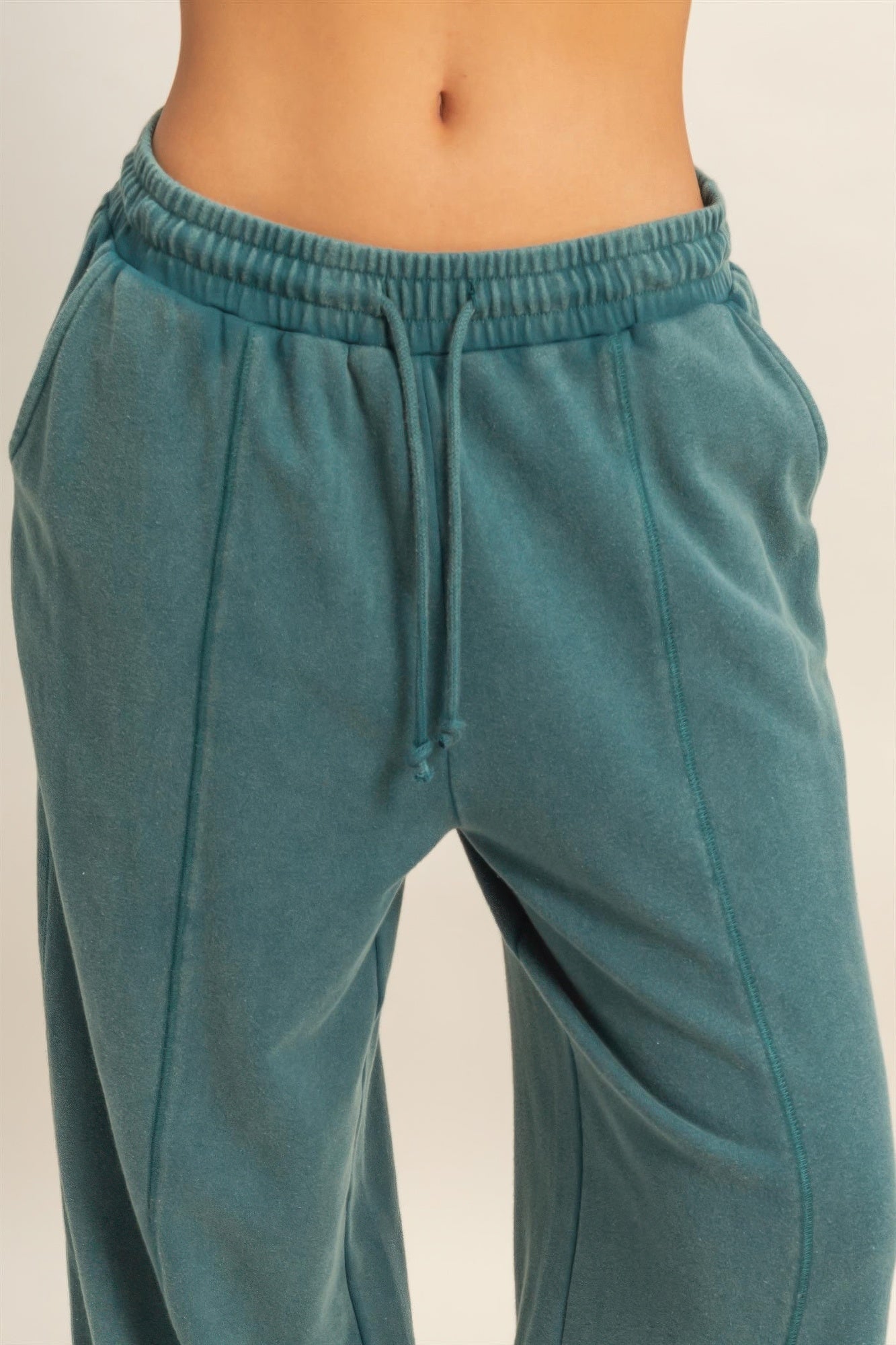Acid Wash French Terry Wide-leg Pants  Shop One Place