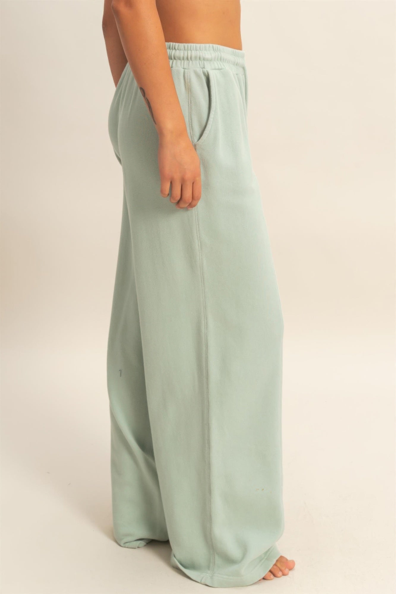 Acid Wash French Terry Wide-leg Pants  Shop One Place