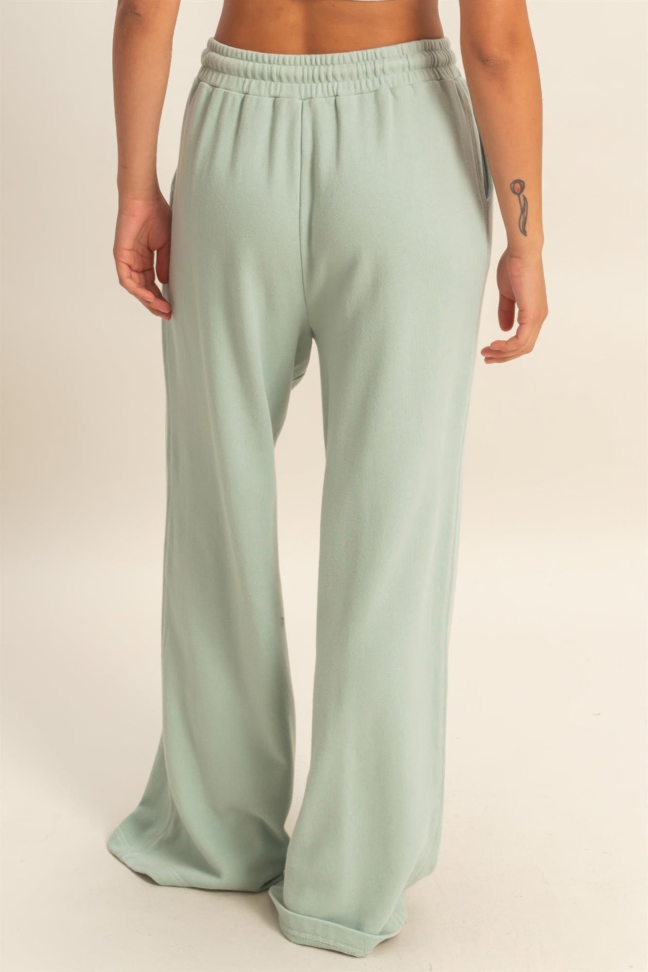 Acid Wash French Terry Wide-leg Pants  Shop One Place