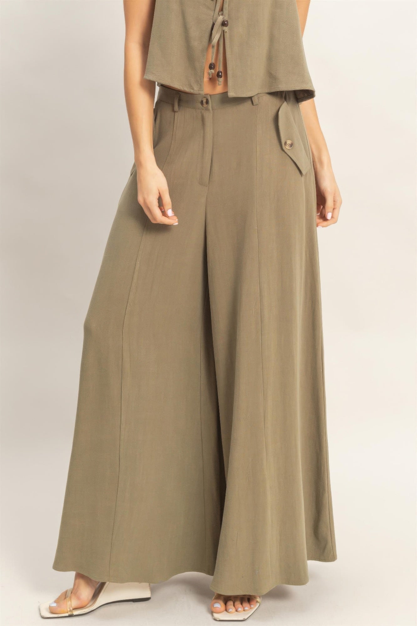 Wide-leg Flap Pocket Pants  Shop One Place
