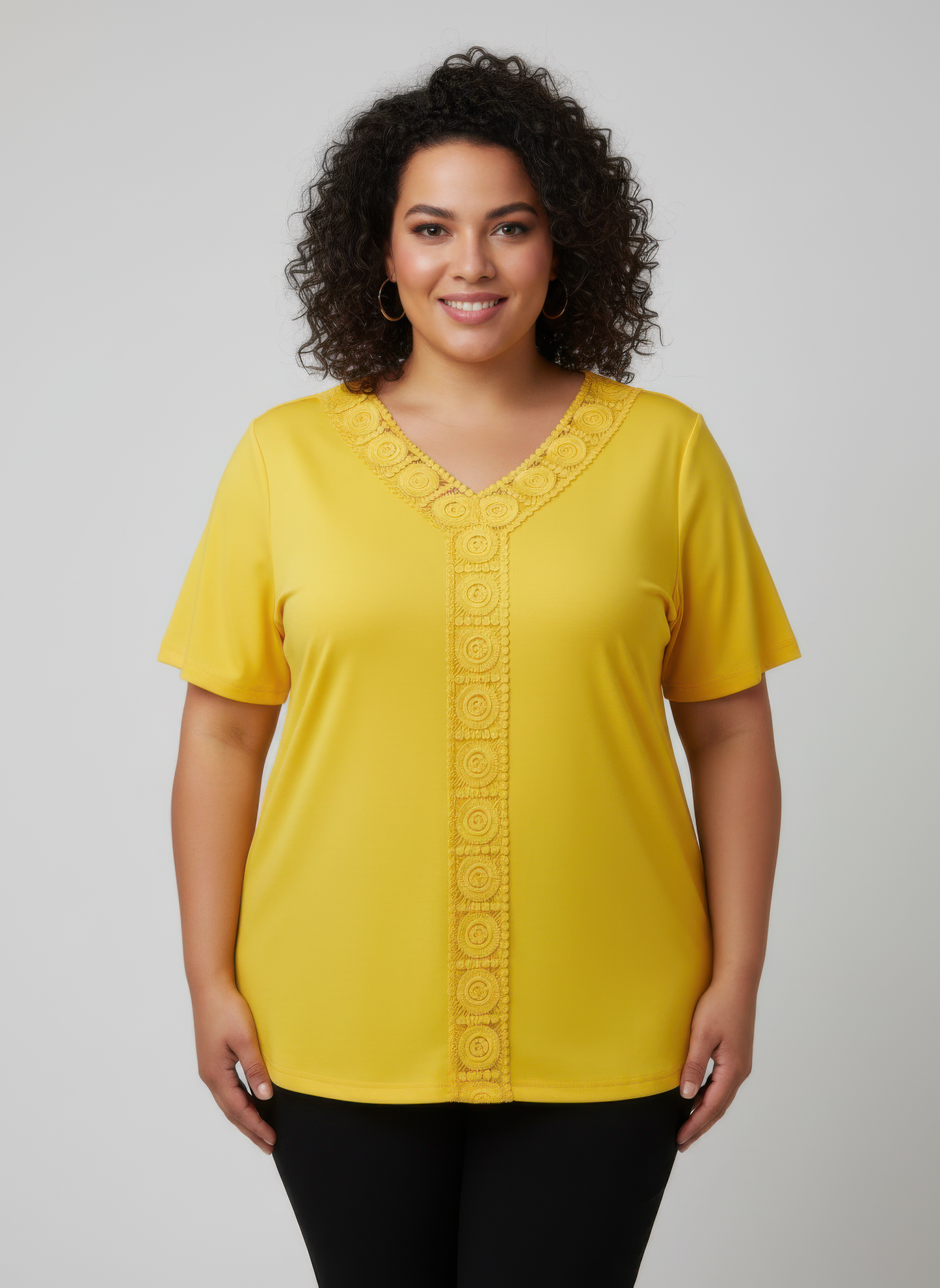 Lace Trim V-neck Short Sleeve Knit Top  Shop One Place