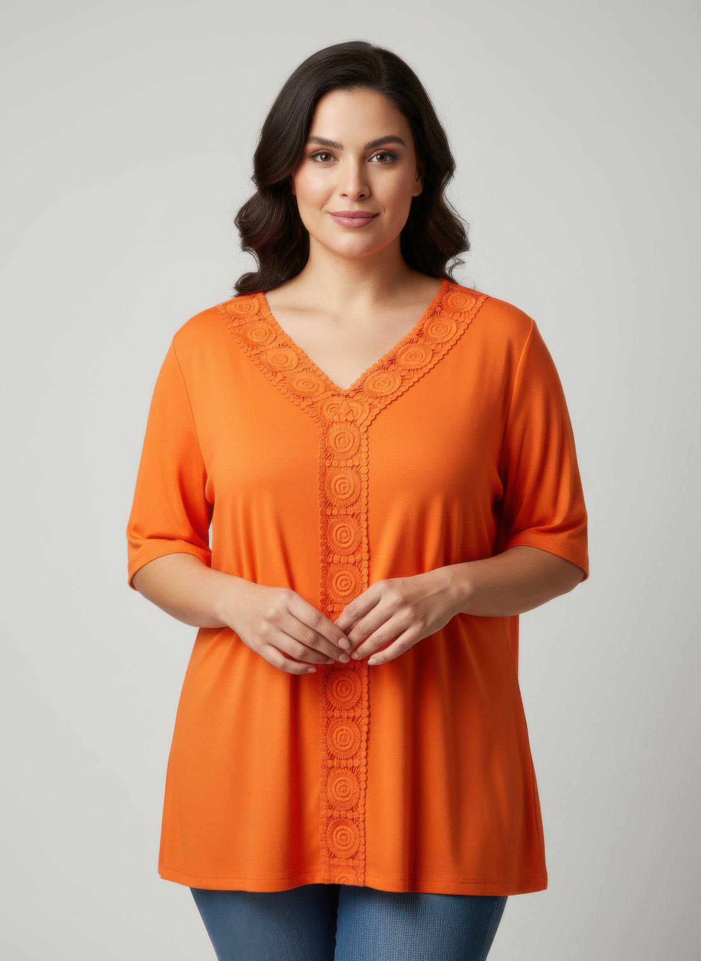 Lace Trim V-neck Short Sleeve Knit Top  Shop One Place