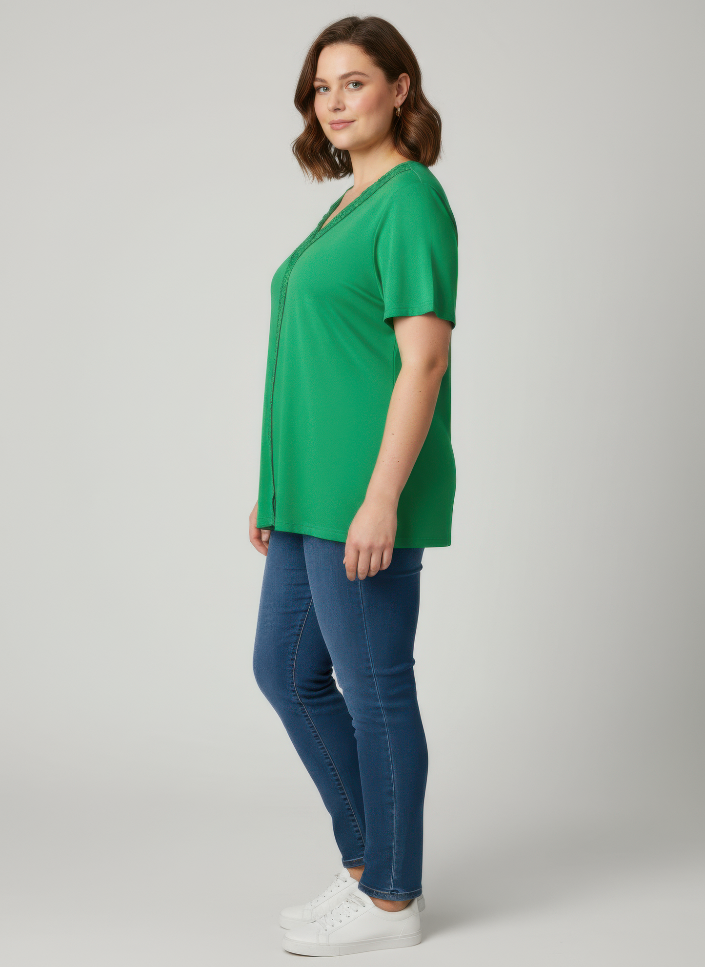 Lace Trim V-neck Short Sleeve Knit Top  Shop One Place