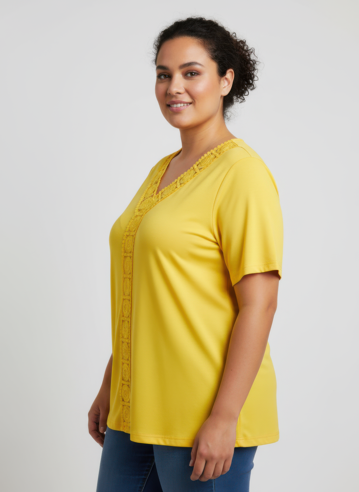 Lace Trim V-neck Short Sleeve Knit Top  Shop One Place
