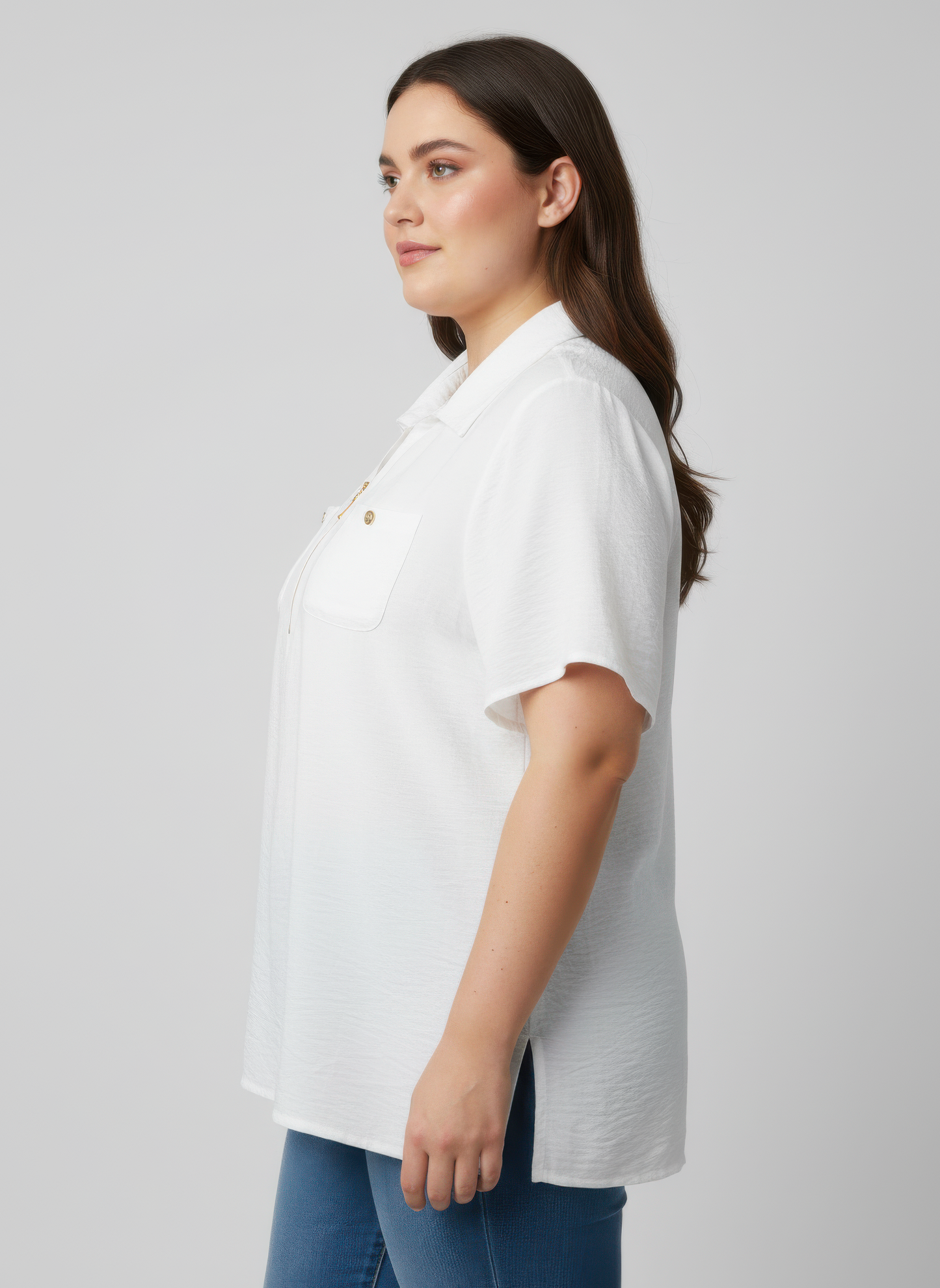 Zip-front Collared Utility Knit Top  Shop One Place