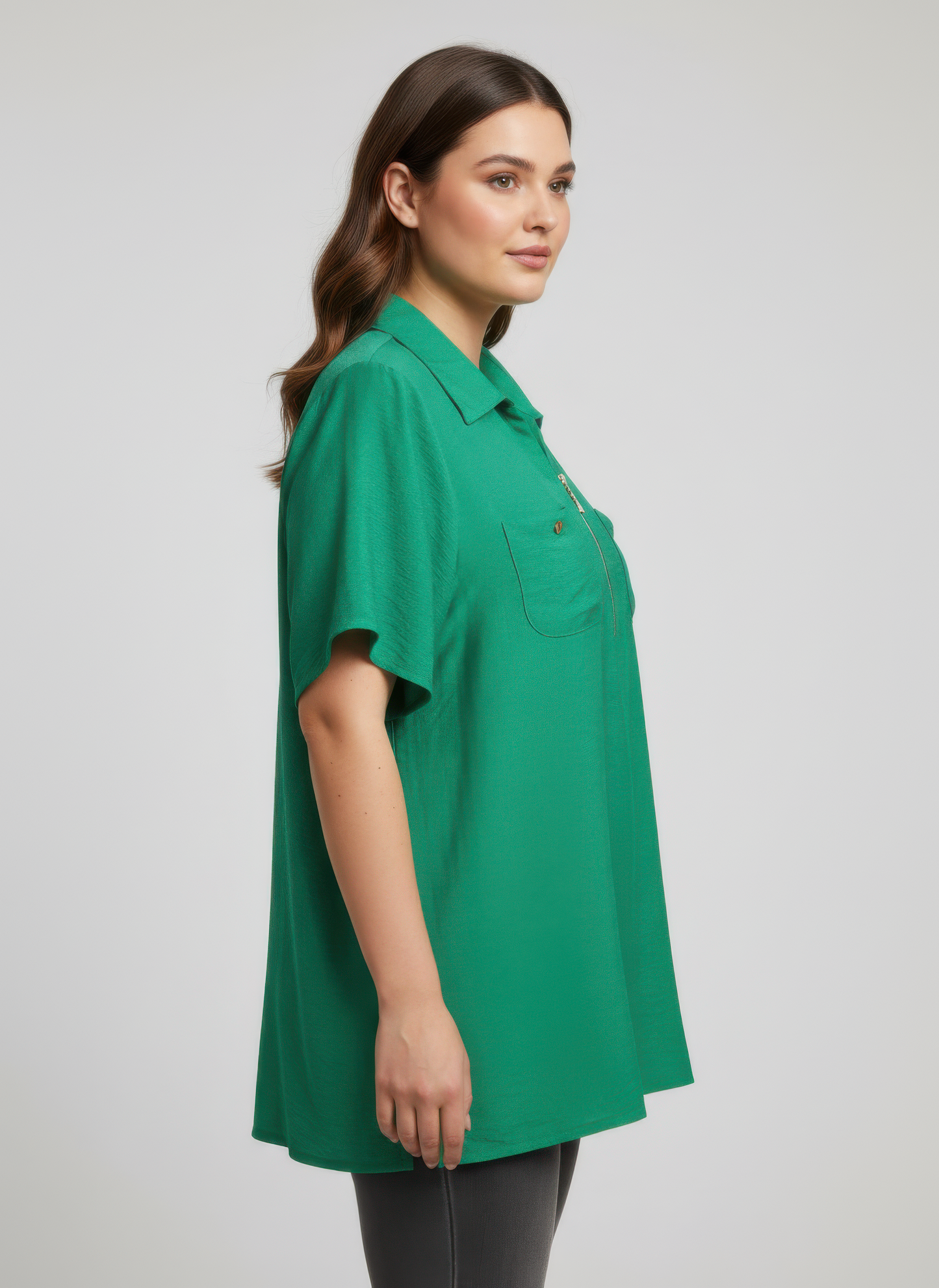 Zip-front Collared Utility Knit Top  Shop One Place