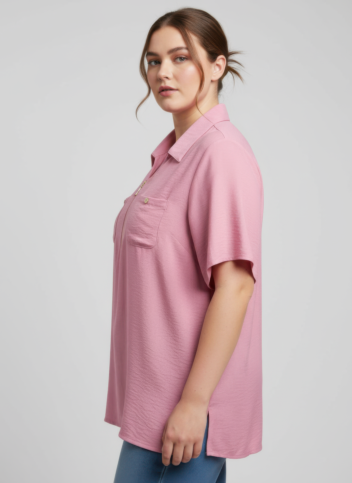 Zip-front Collared Utility Knit Top  Shop One Place