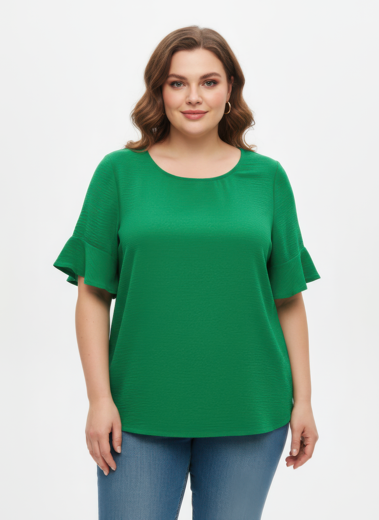 Textured Ruffle Sleeve Short Sleeve Top  Shop One Place