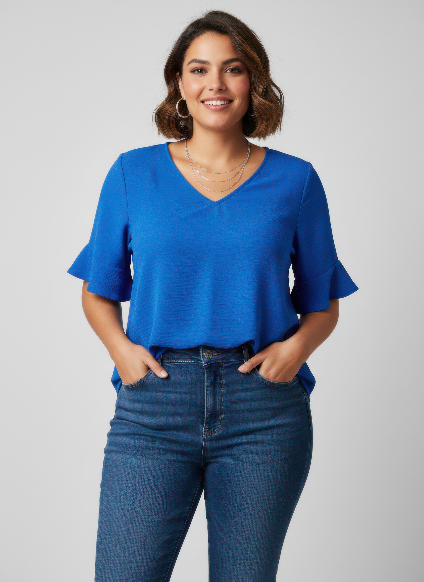 Textured Ruffle Sleeve Short Sleeve Top  Shop One Place