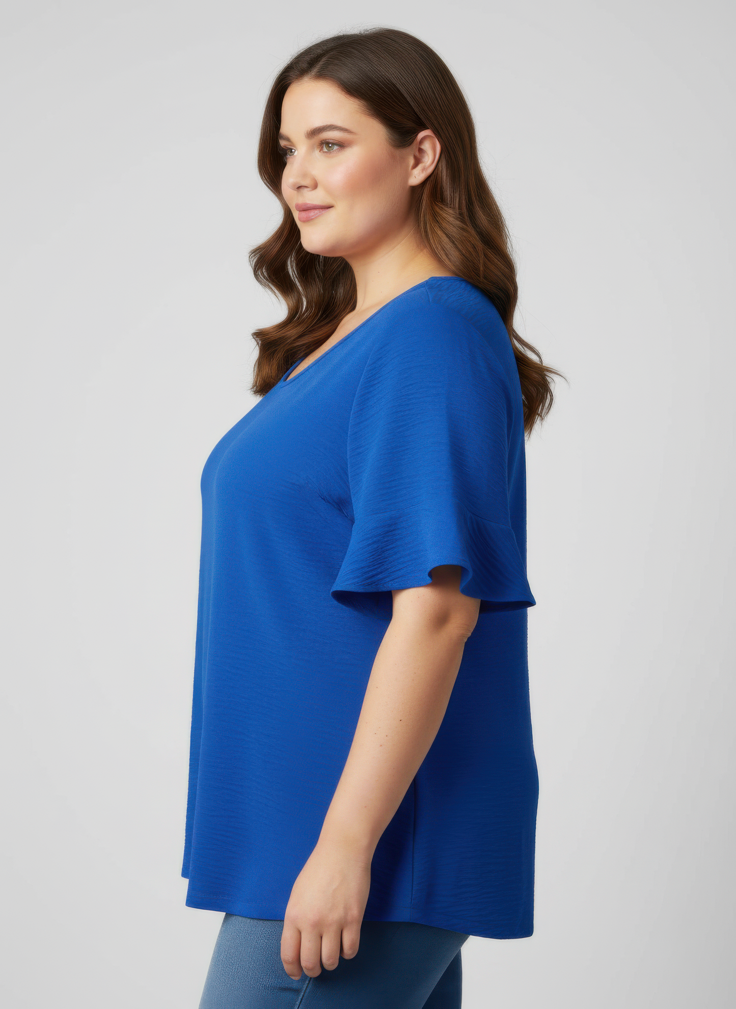 Textured Ruffle Sleeve Short Sleeve Top  Shop One Place
