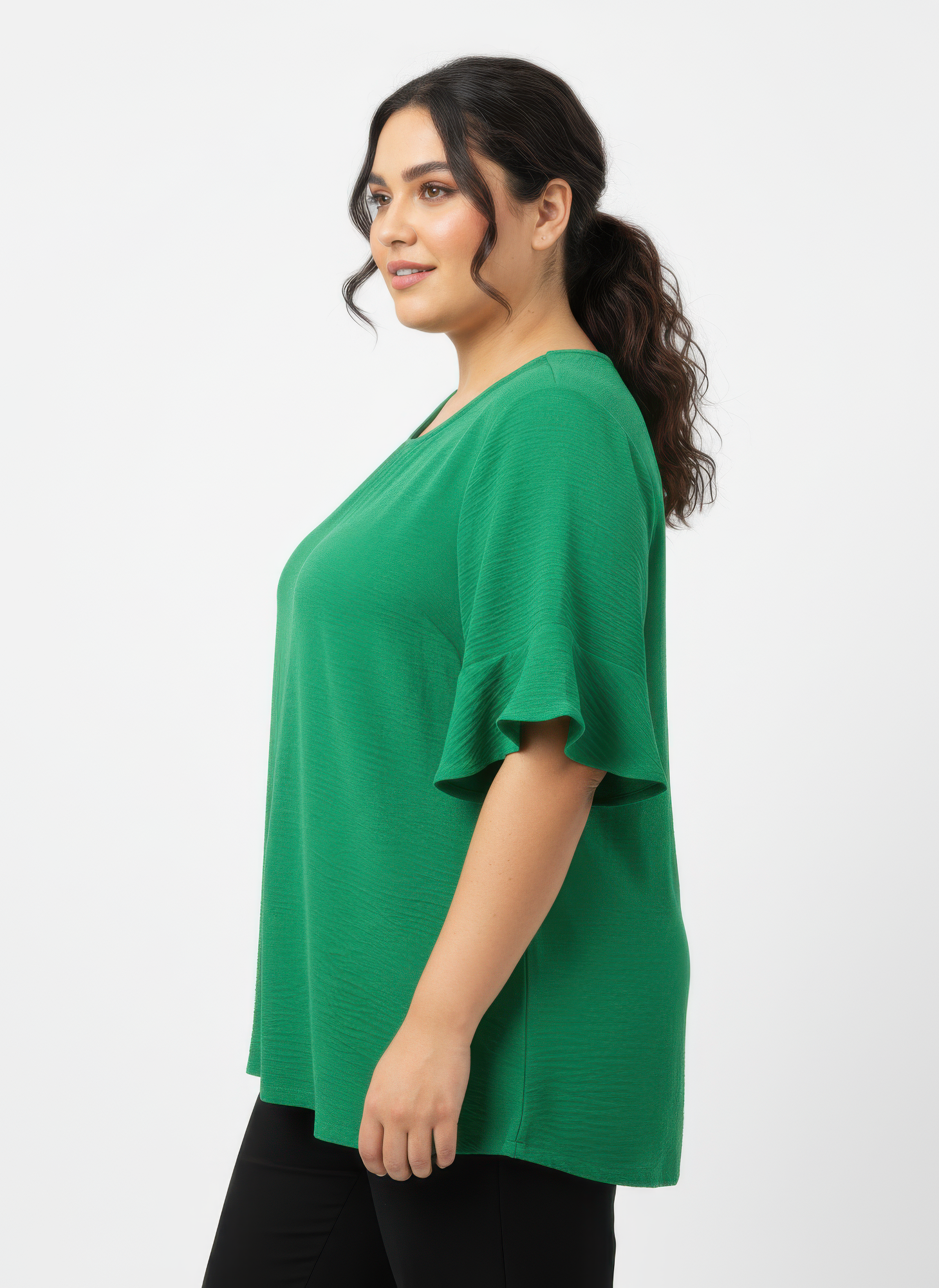 Textured Ruffle Sleeve Short Sleeve Top  Shop One Place