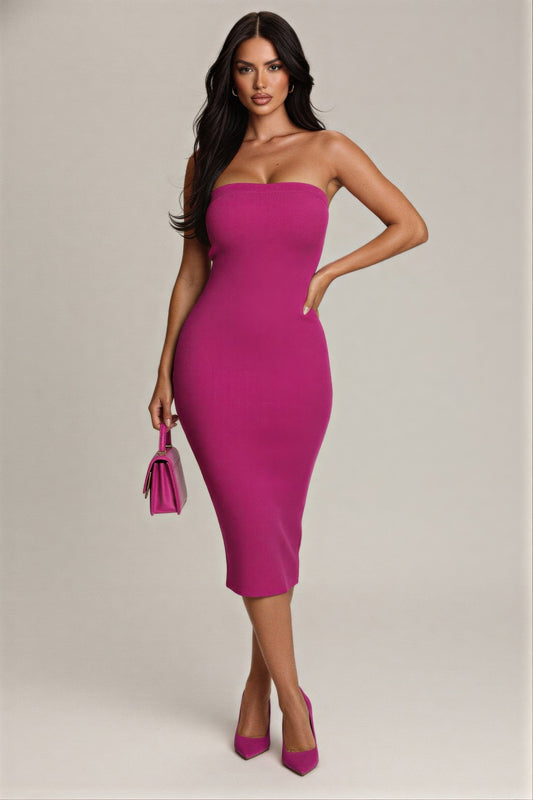 Strapless bodycon midi dress  Shop One Place