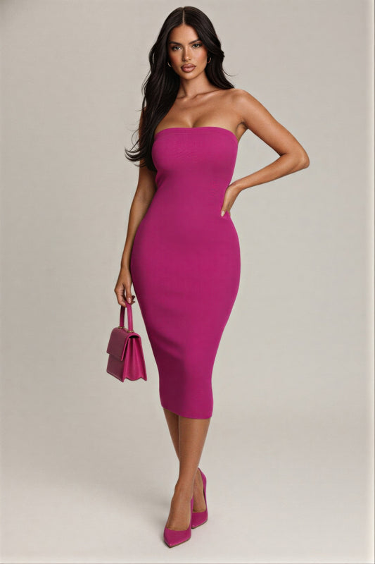 Strapless bodycon midi dress  Shop One Place