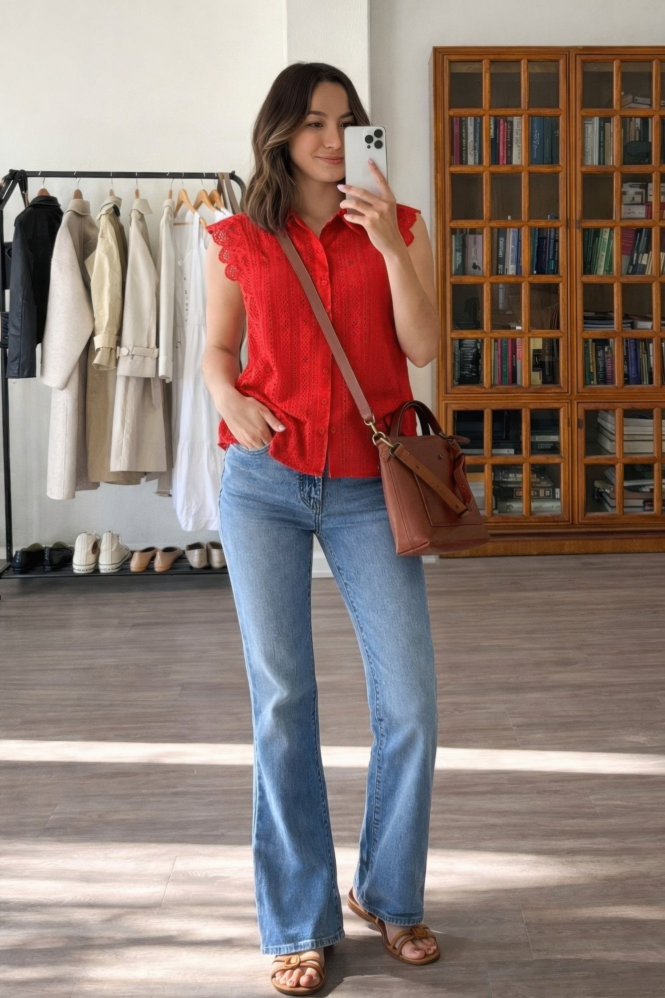 Timeless Cotton Eyelet Lace Button-front Blouse  Shop One Place