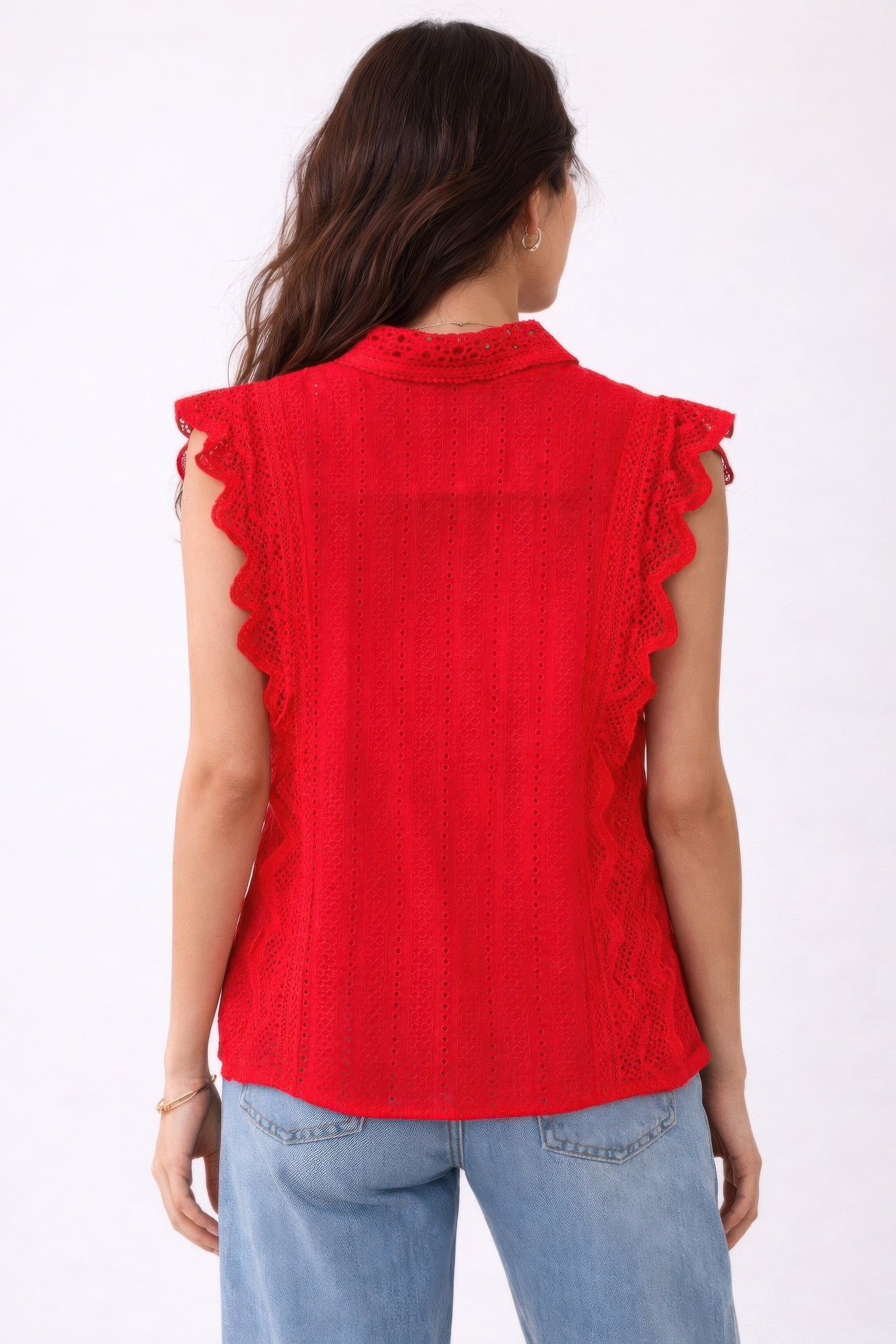 Timeless Cotton Eyelet Lace Button-front Blouse  Shop One Place