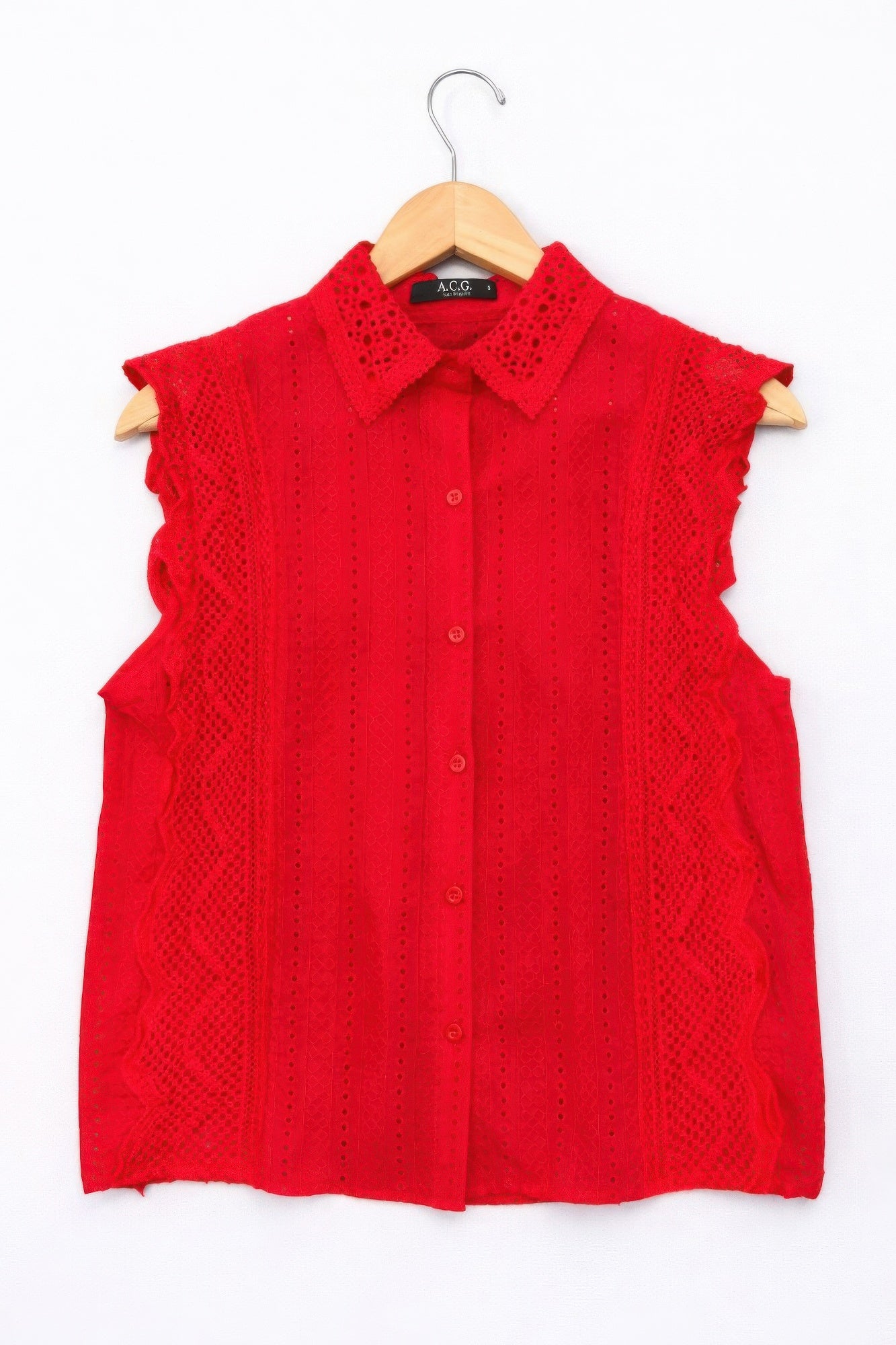 Timeless Cotton Eyelet Lace Button-front Blouse  Shop One Place