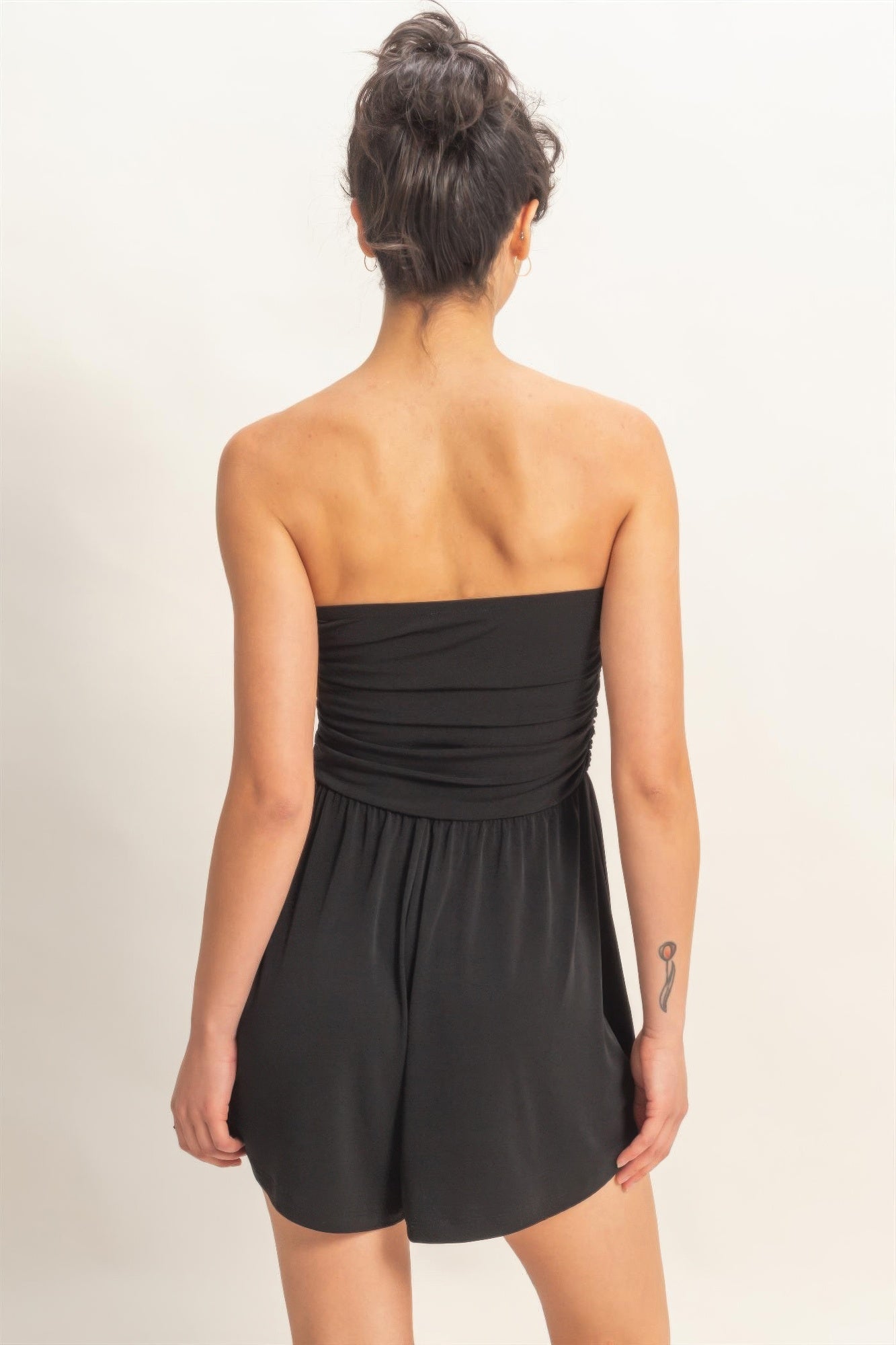 Strapless Shirred Waist Romper  Shop One Place